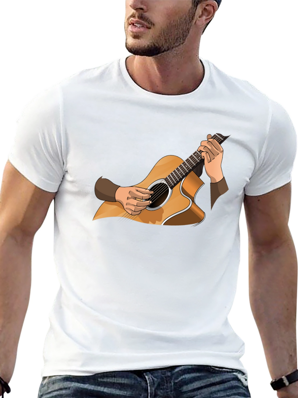 Guitar Graphic Tee - Musician Style Black T-Shirt
