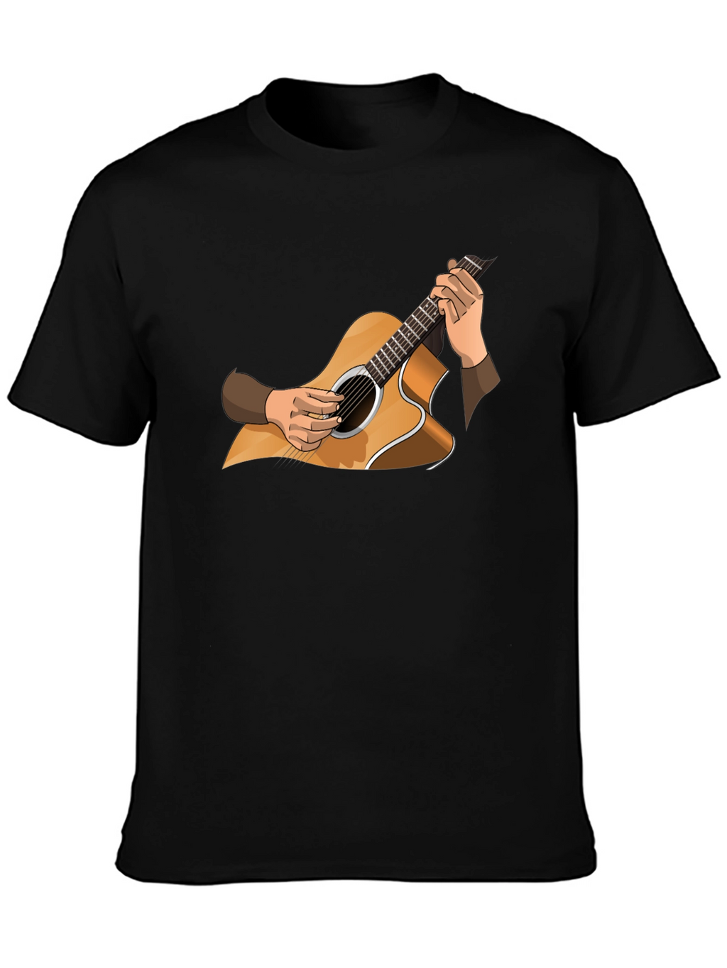 Guitar Graphic Tee - Musician Style Black T-Shirt