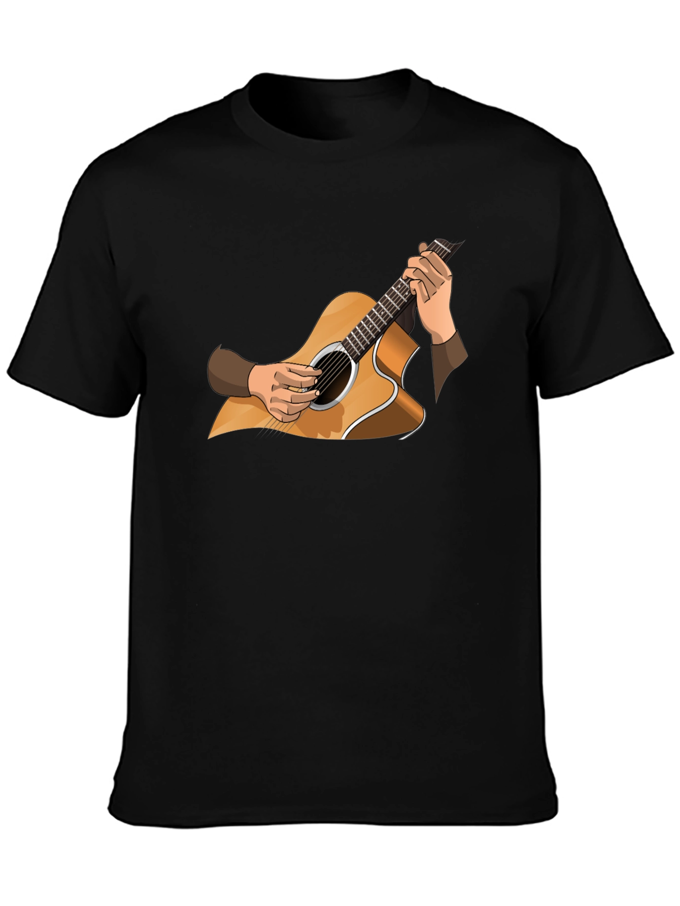 Guitar Graphic Tee - Musician Style Black T-Shirt