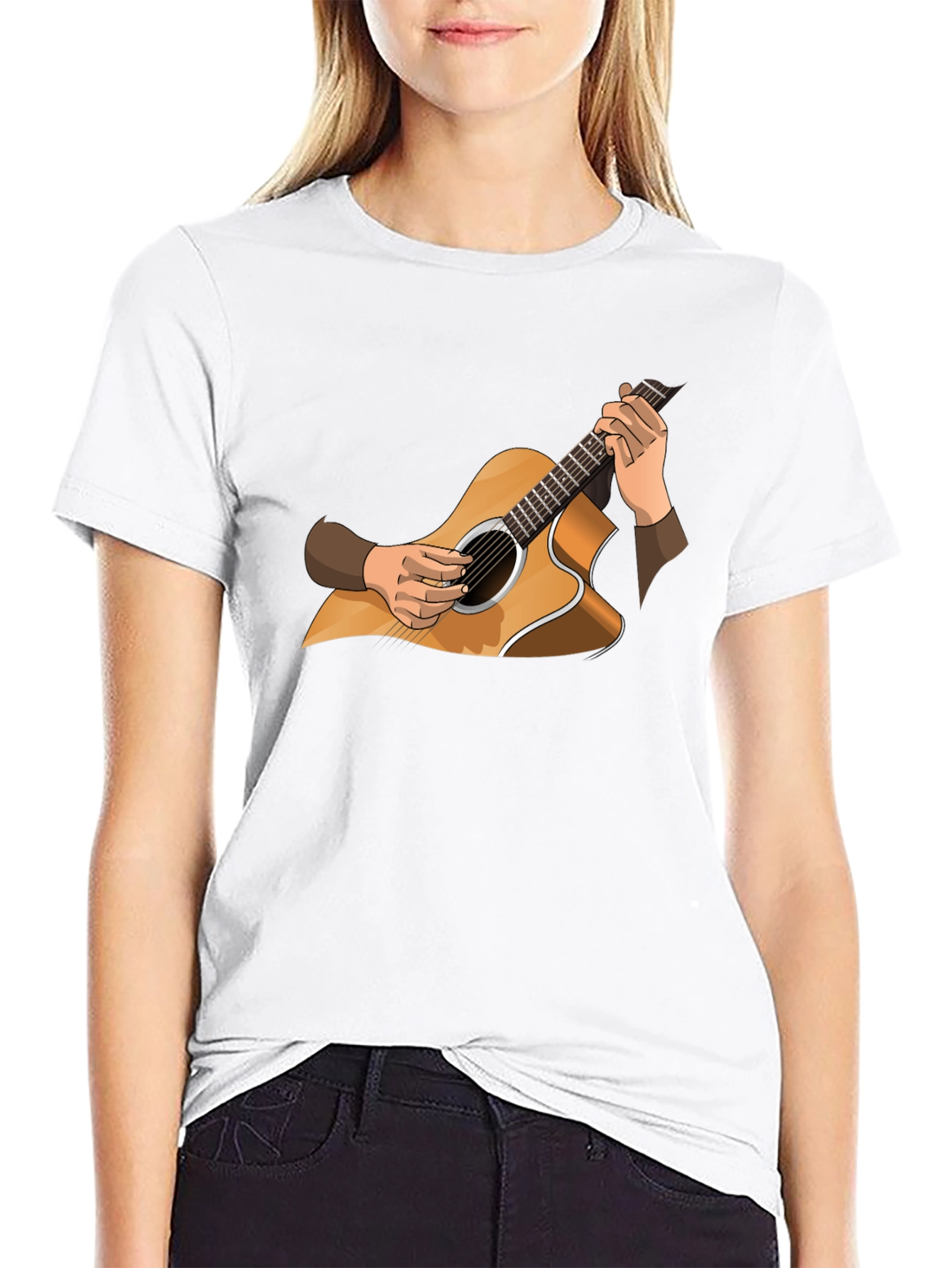 Guitar Graphic Tee - Musician Style Black T-Shirt