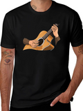 Guitar Graphic Tee - Musician Style Black T-Shirt