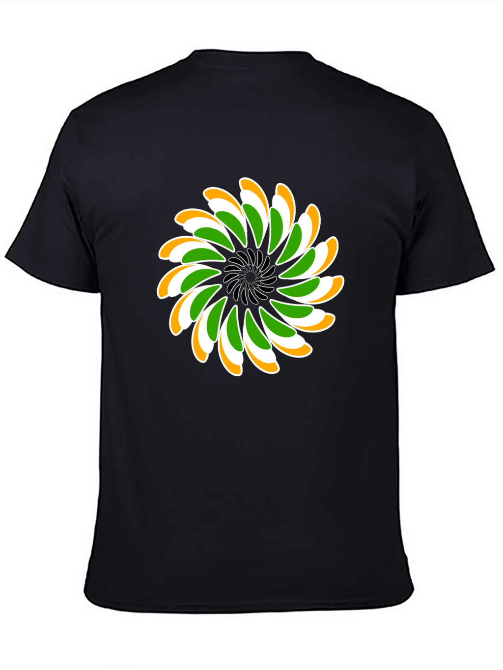 Indian Flag Floral T-Shirt - Black Cotton Blend