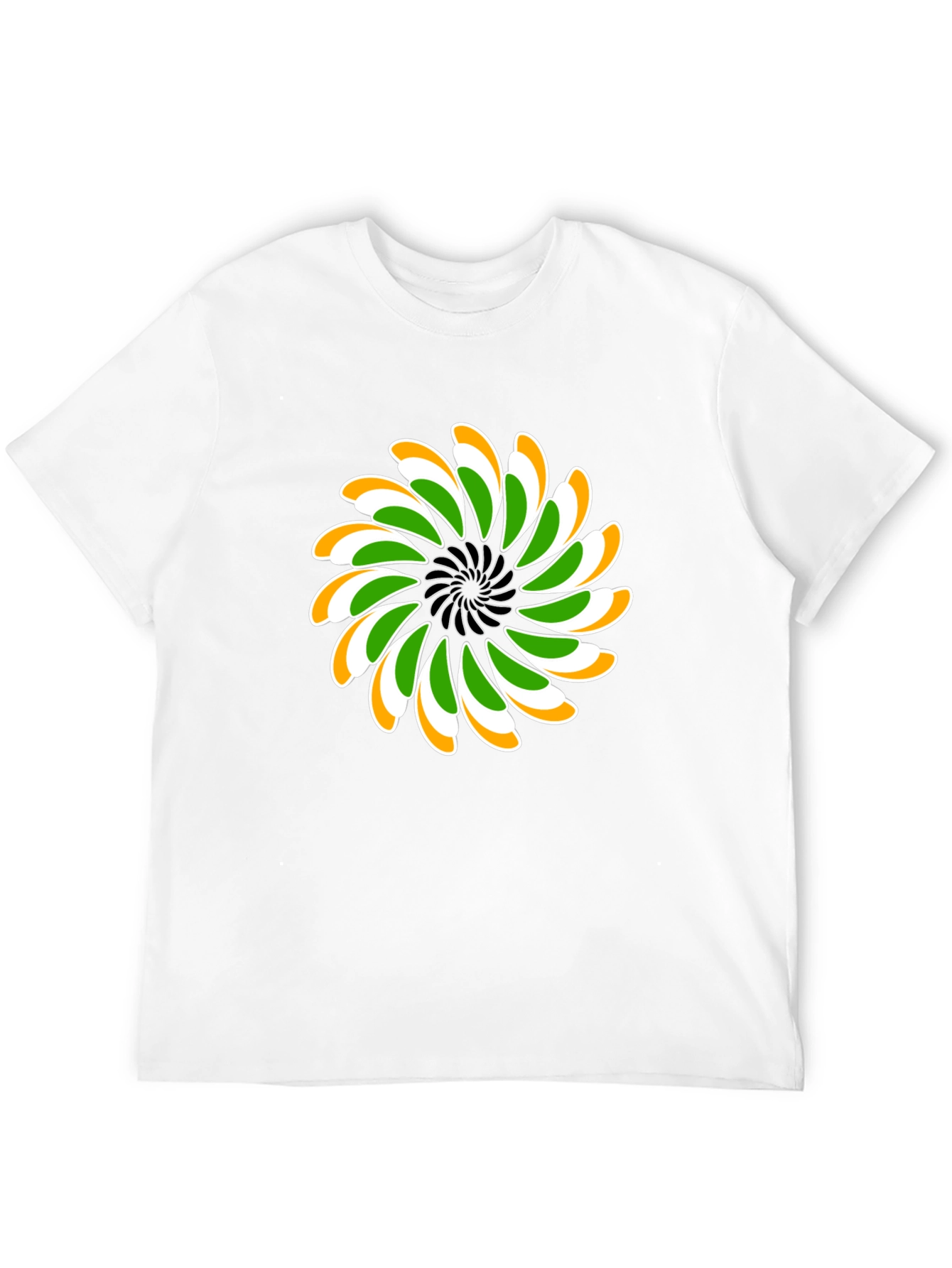 Indian Flag Floral T-Shirt - Black Cotton Blend