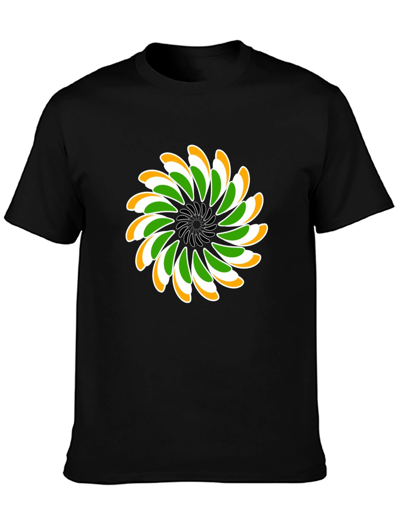 Indian Flag Floral T-Shirt - Black Cotton Blend