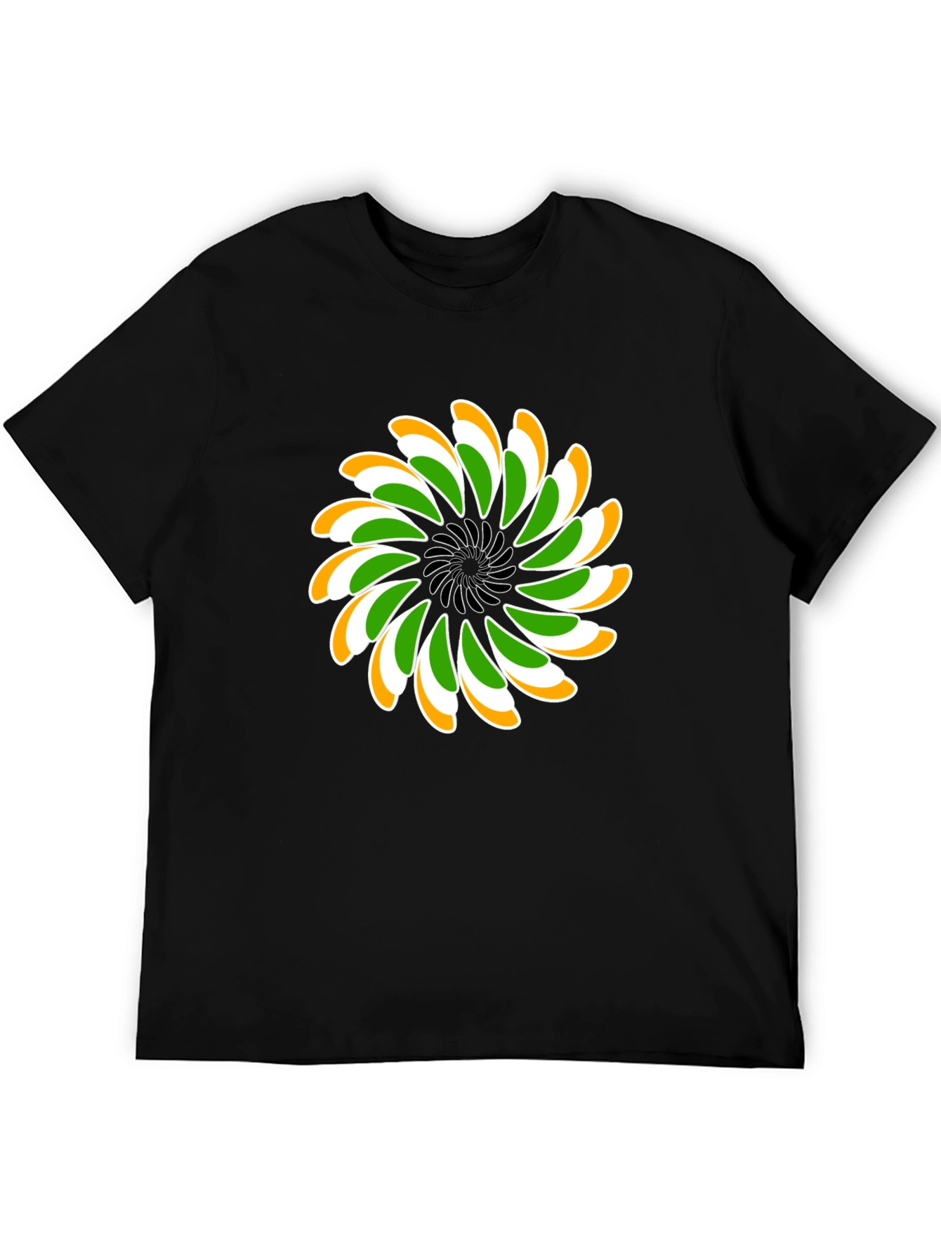 Indian Flag Floral T-Shirt - Black Cotton Blend