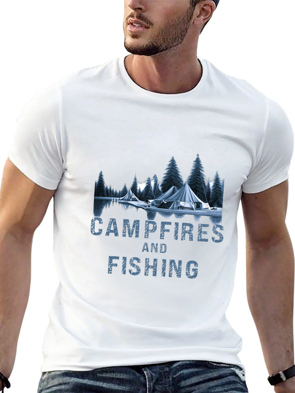 Campfires & Fishing Graphic T-Shirt