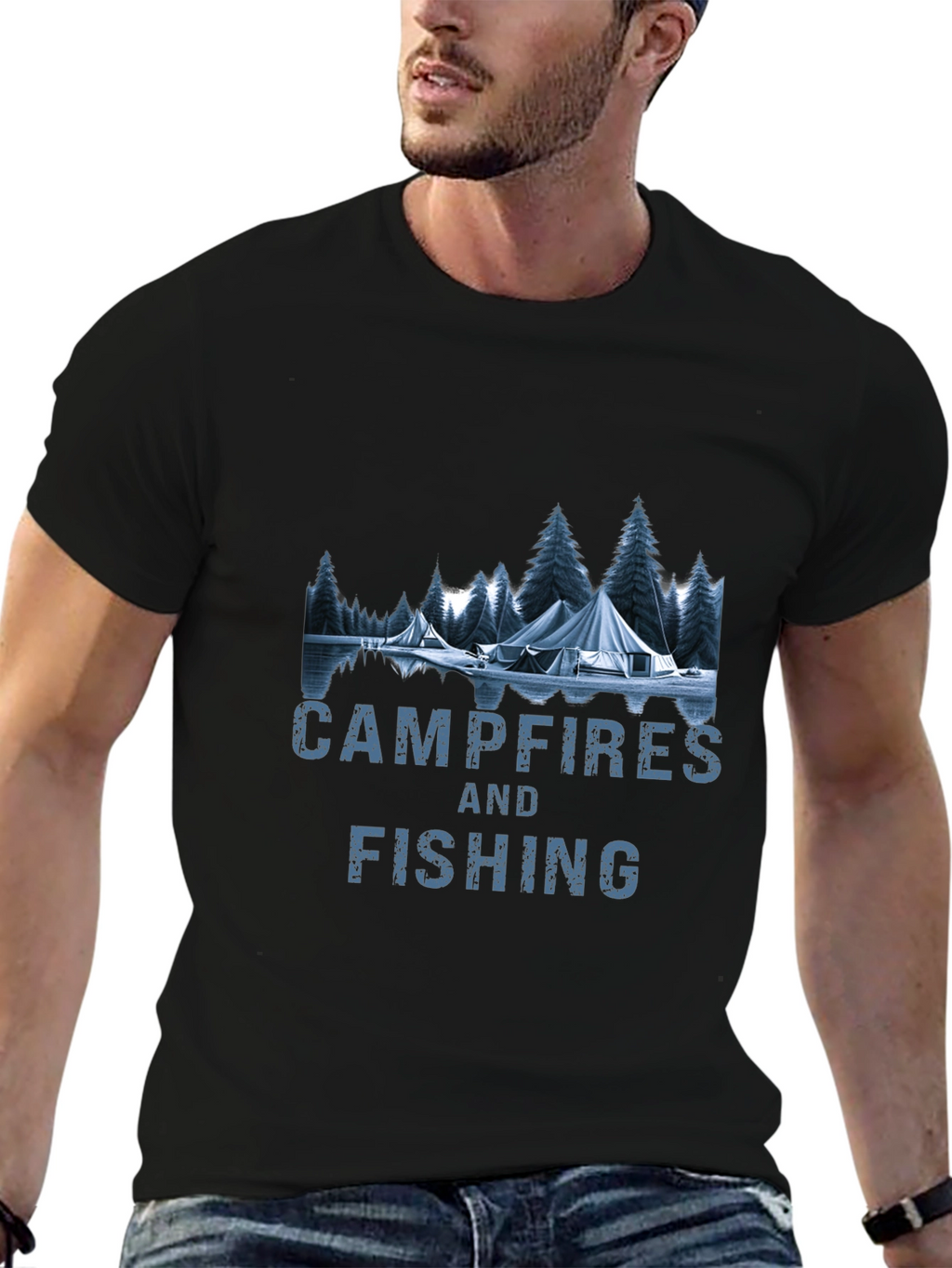 Campfires & Fishing Graphic T-Shirt