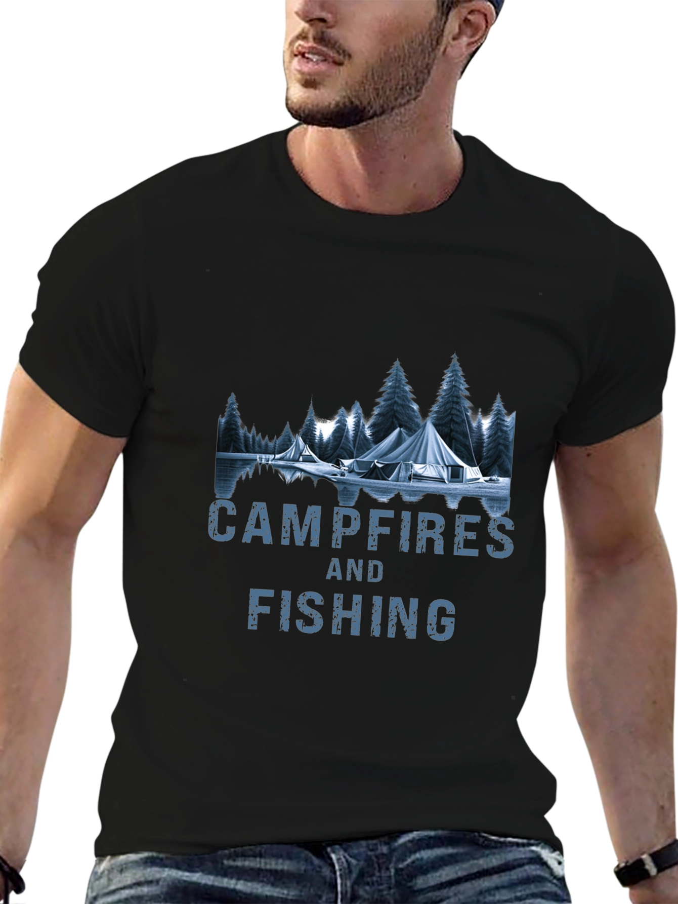 Campfires & Fishing Graphic T-Shirt