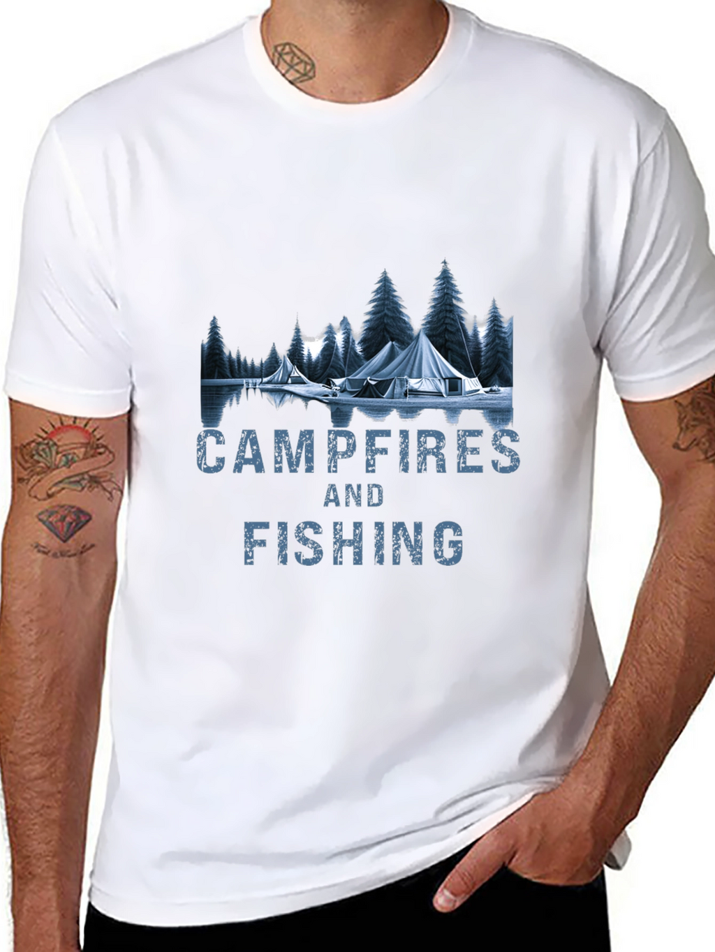 Campfires & Fishing Graphic T-Shirt