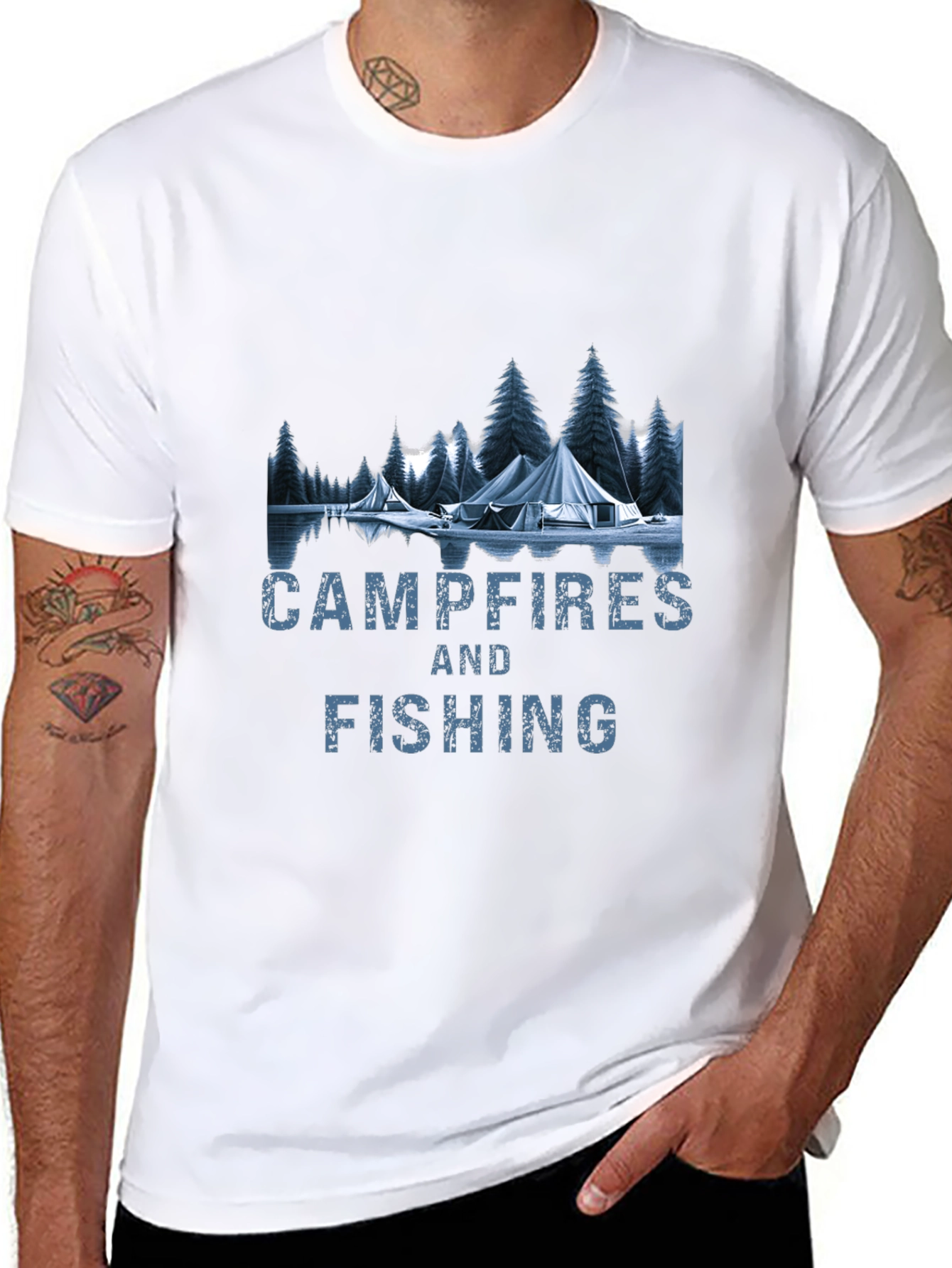 Campfires & Fishing Graphic T-Shirt