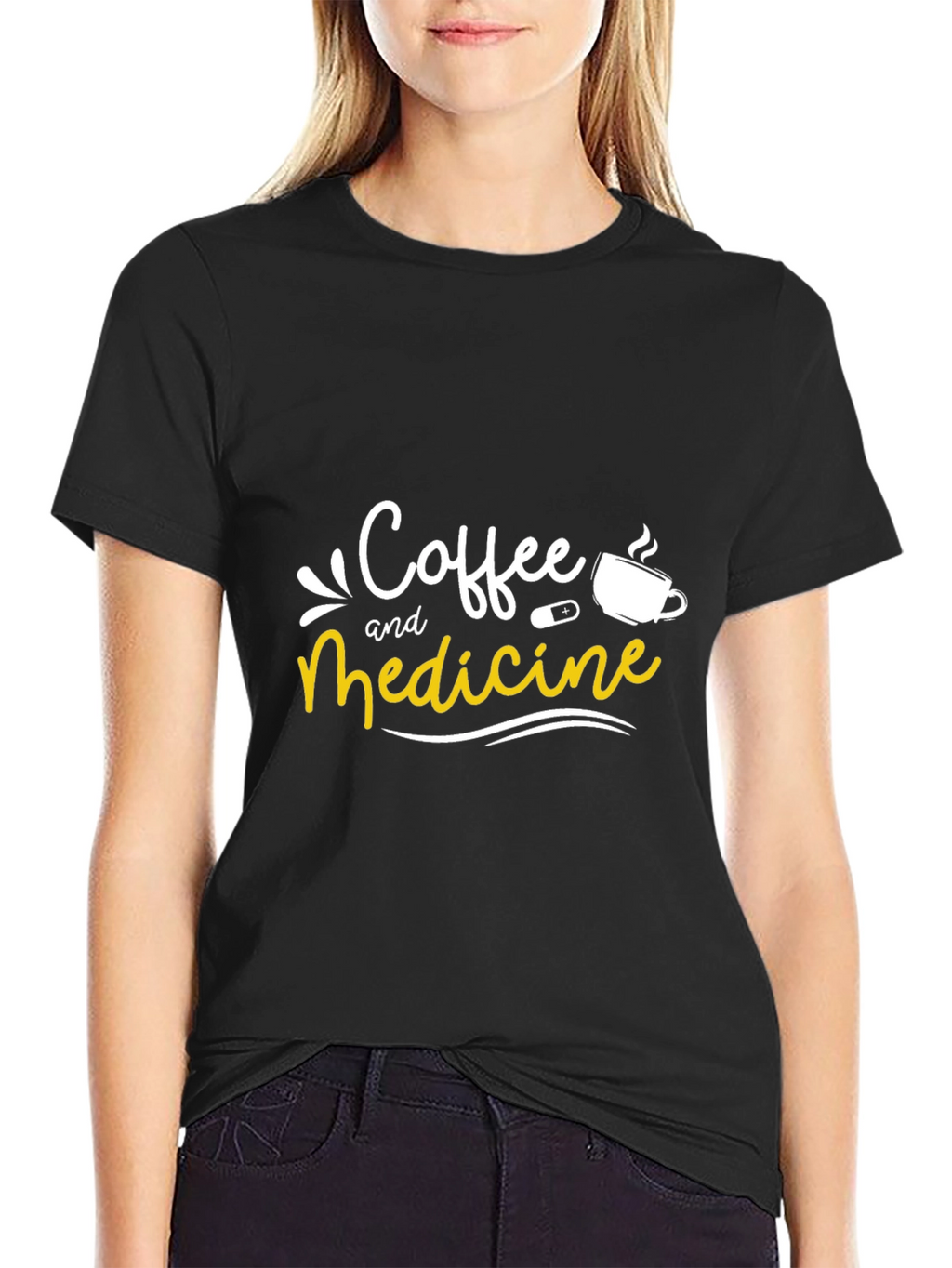 Coffee and Medicine Graphic Tee - Black Unisex T-Shirt