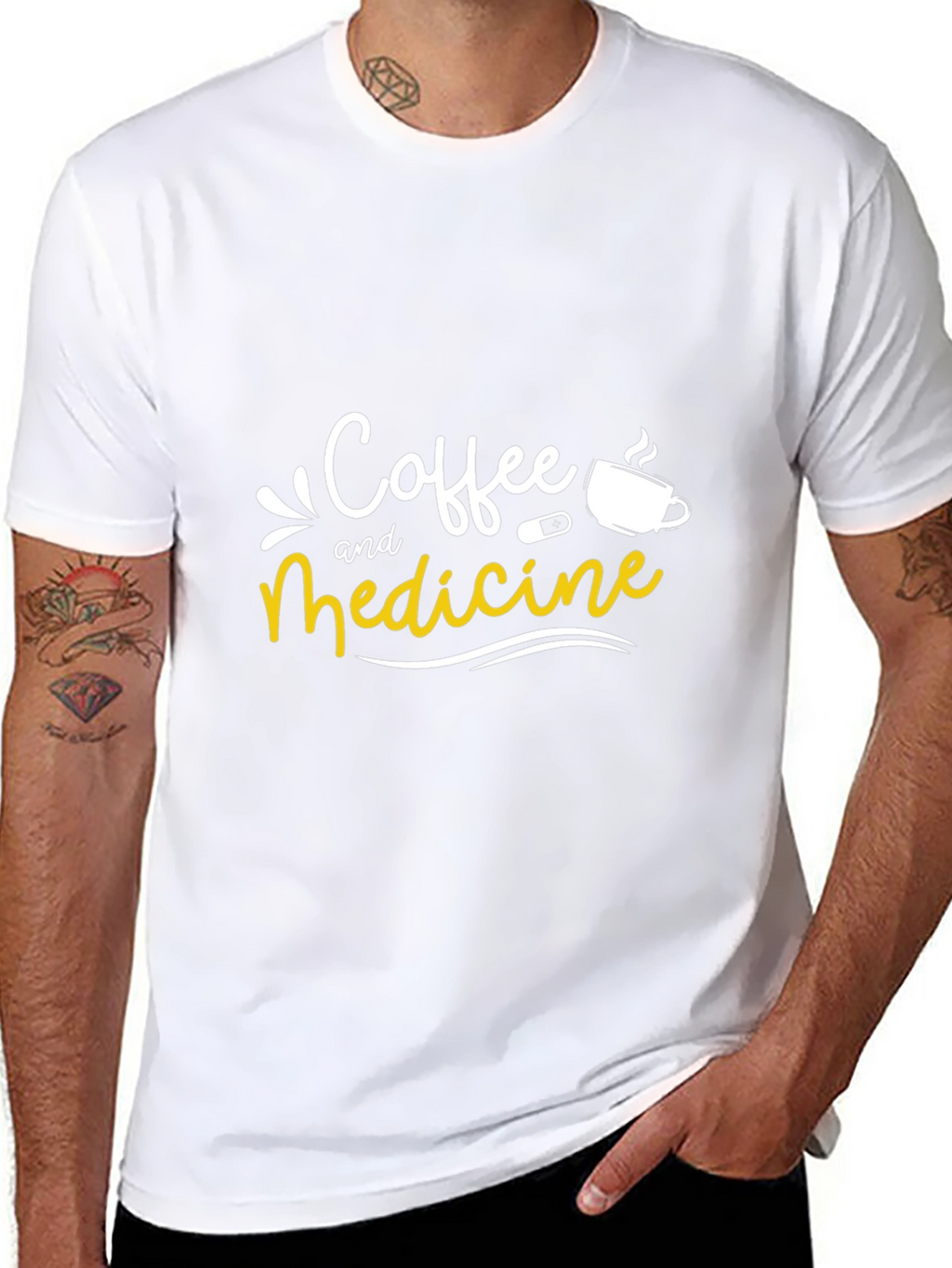 Coffee and Medicine Graphic Tee - Black Unisex T-Shirt