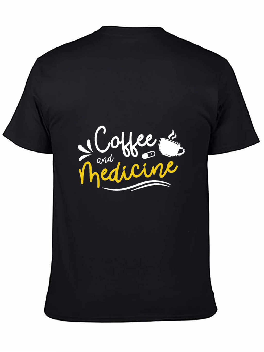Coffee and Medicine Graphic Tee - Black Unisex T-Shirt