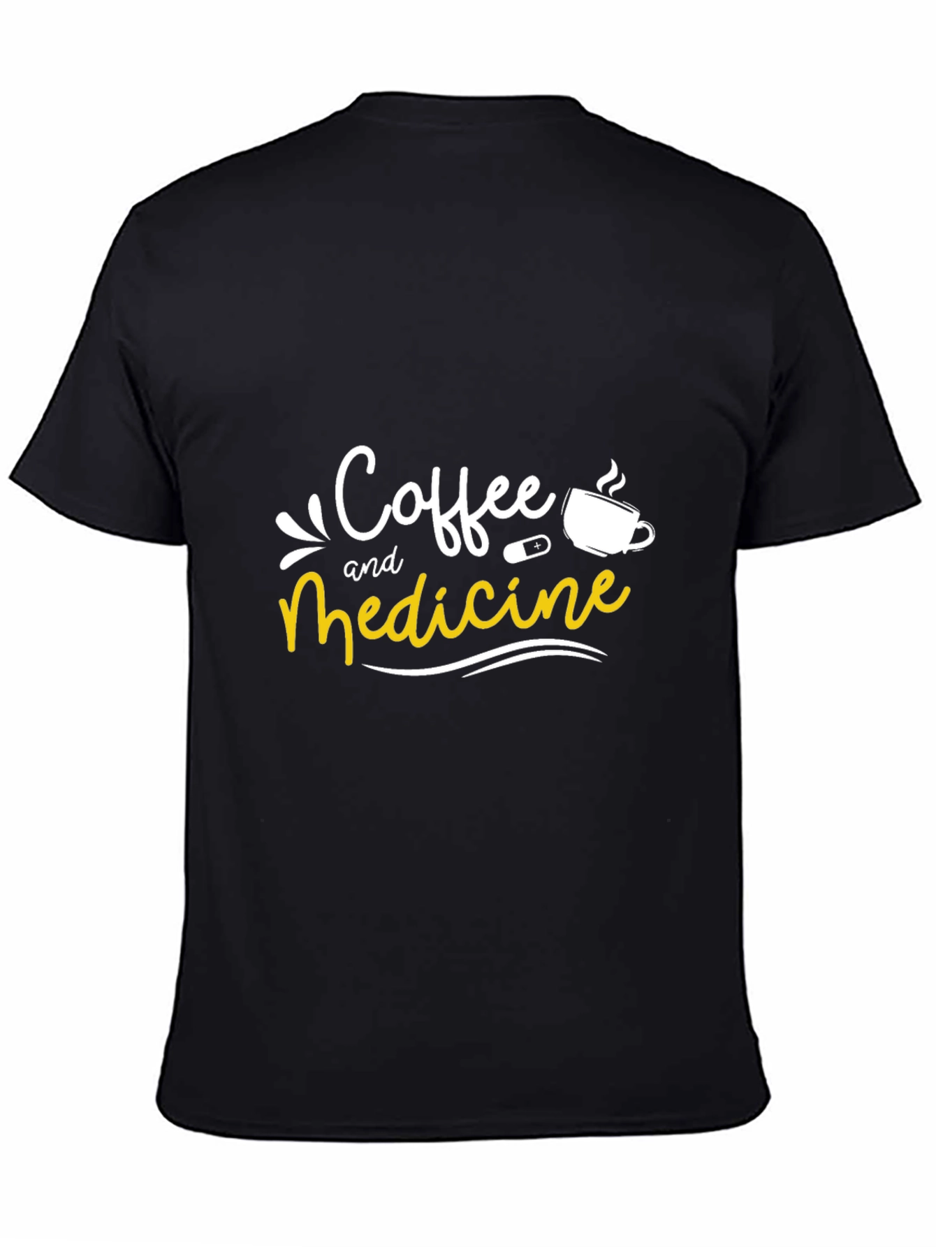 Coffee and Medicine Graphic Tee - Black Unisex T-Shirt