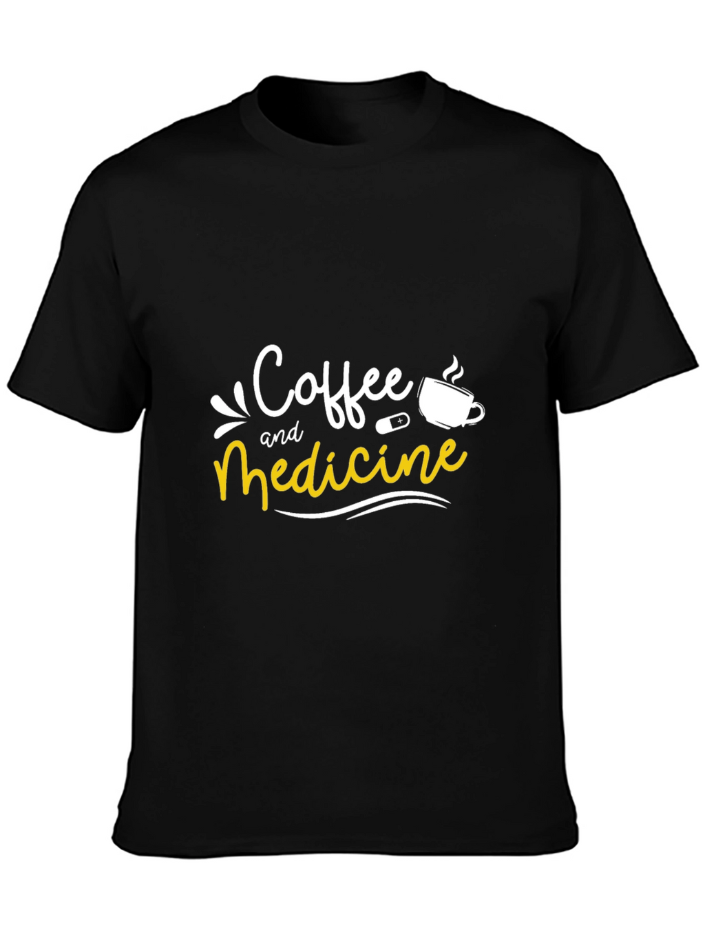 Coffee and Medicine Graphic Tee - Black Unisex T-Shirt