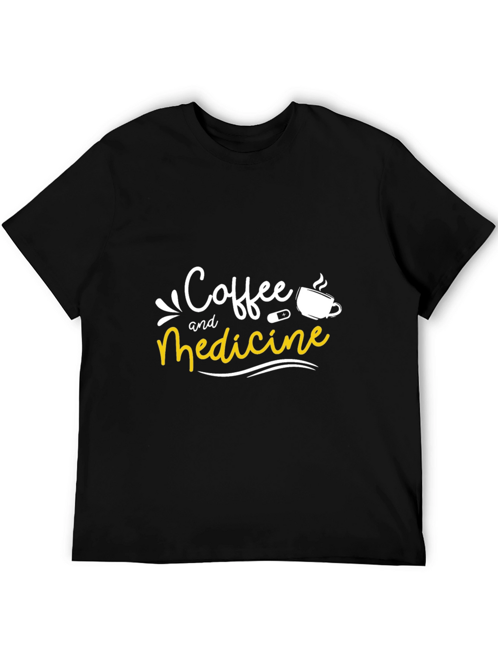 Coffee and Medicine Graphic Tee - Black Unisex T-Shirt