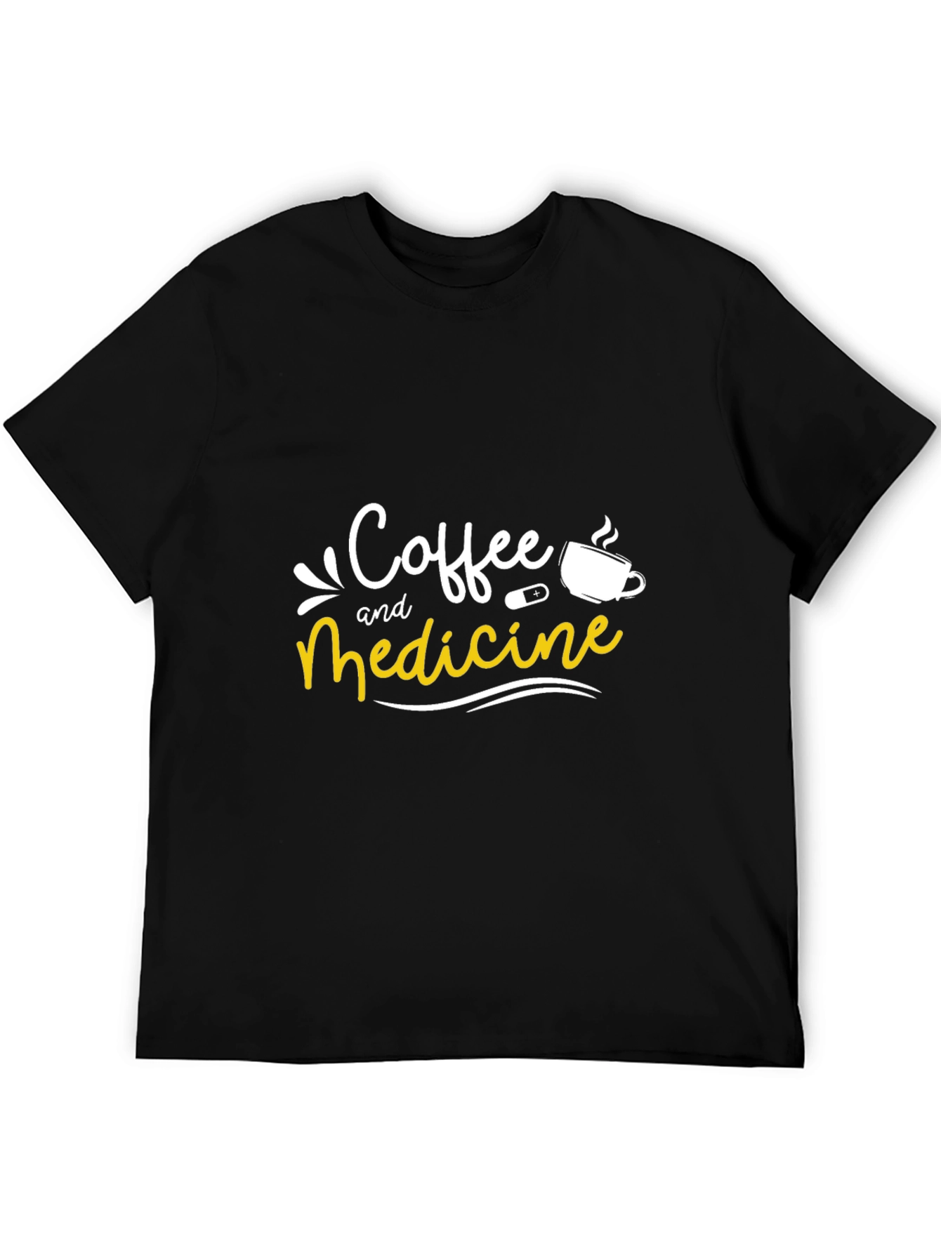 Coffee and Medicine Graphic Tee - Black Unisex T-Shirt