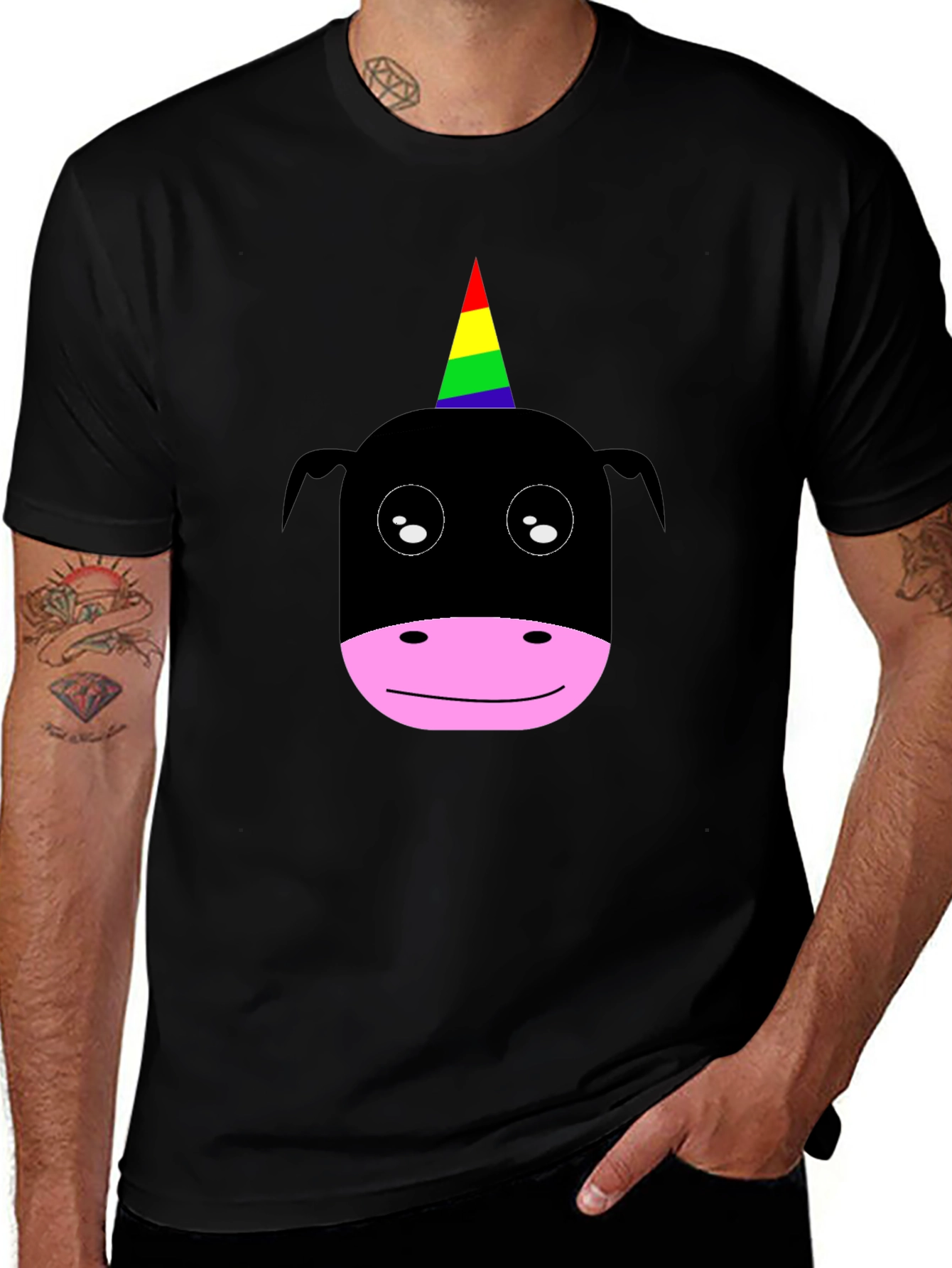 Unicorn Graphic Tee - Black Cotton Shirt