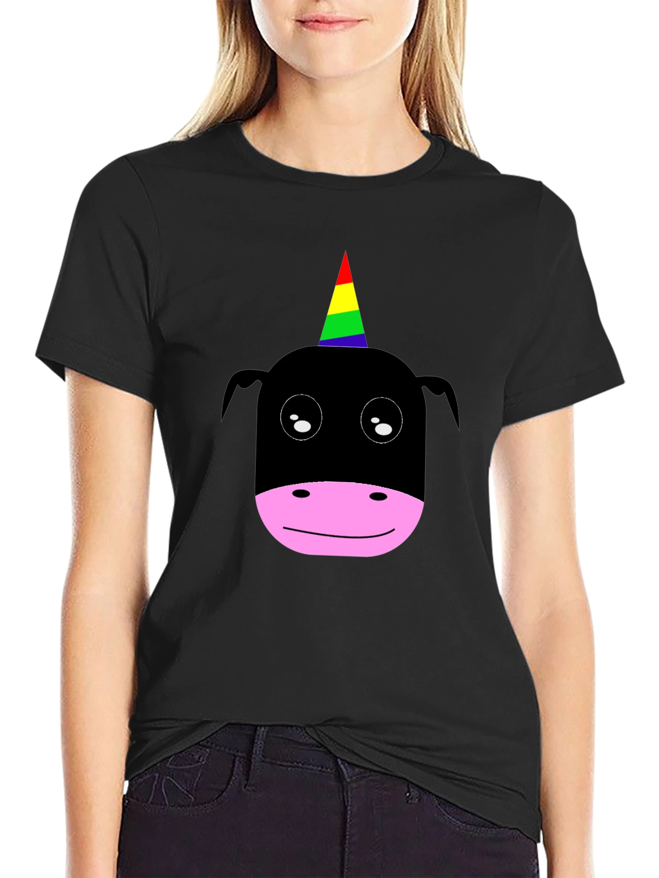 Unicorn Graphic Tee - Black Cotton Shirt