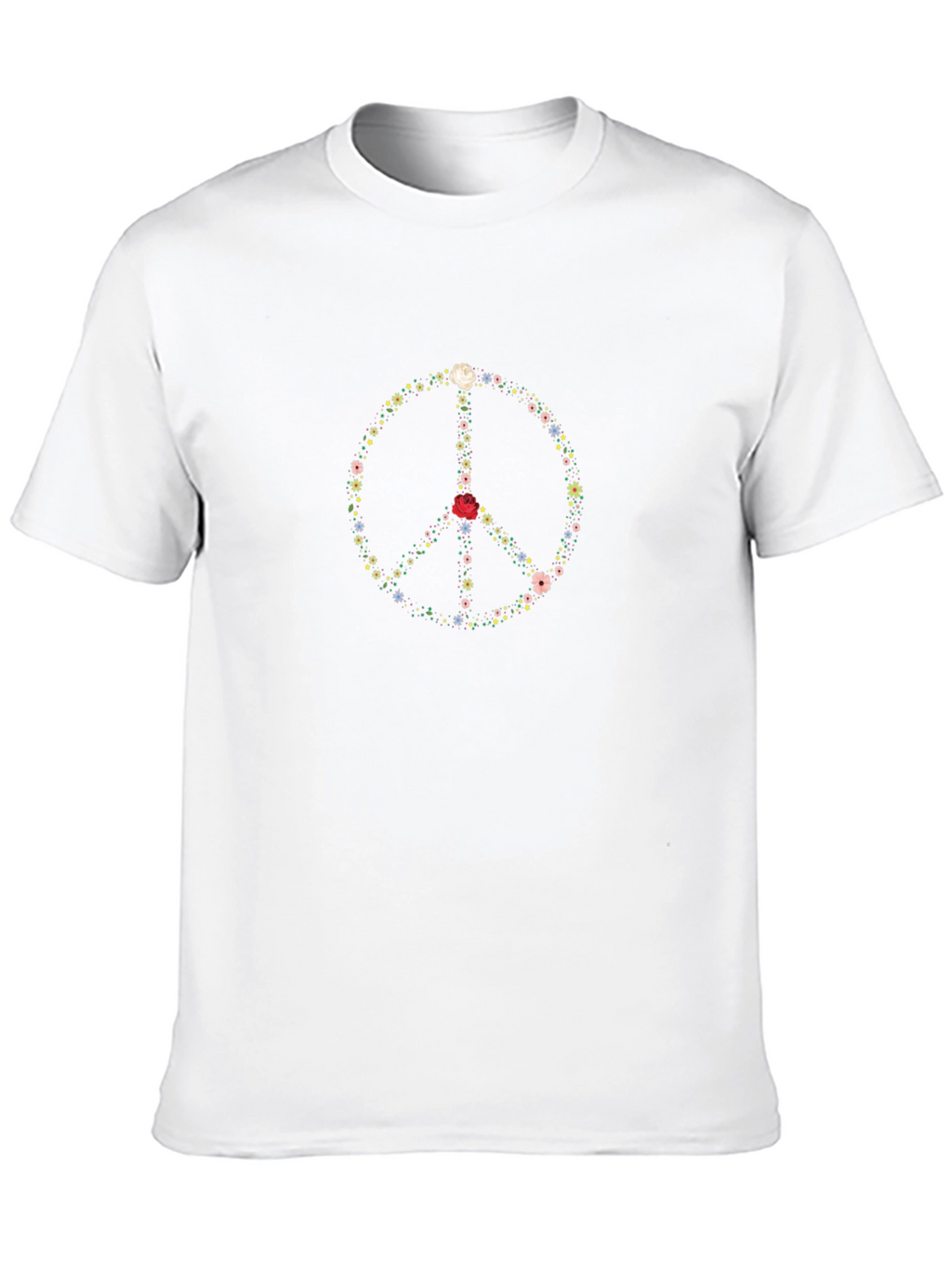 Floral Peace Sign Black T-Shirt