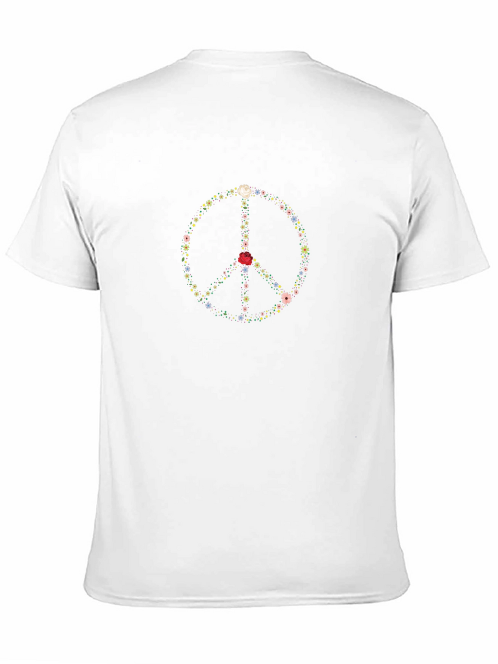 Floral Peace Sign Black T-Shirt