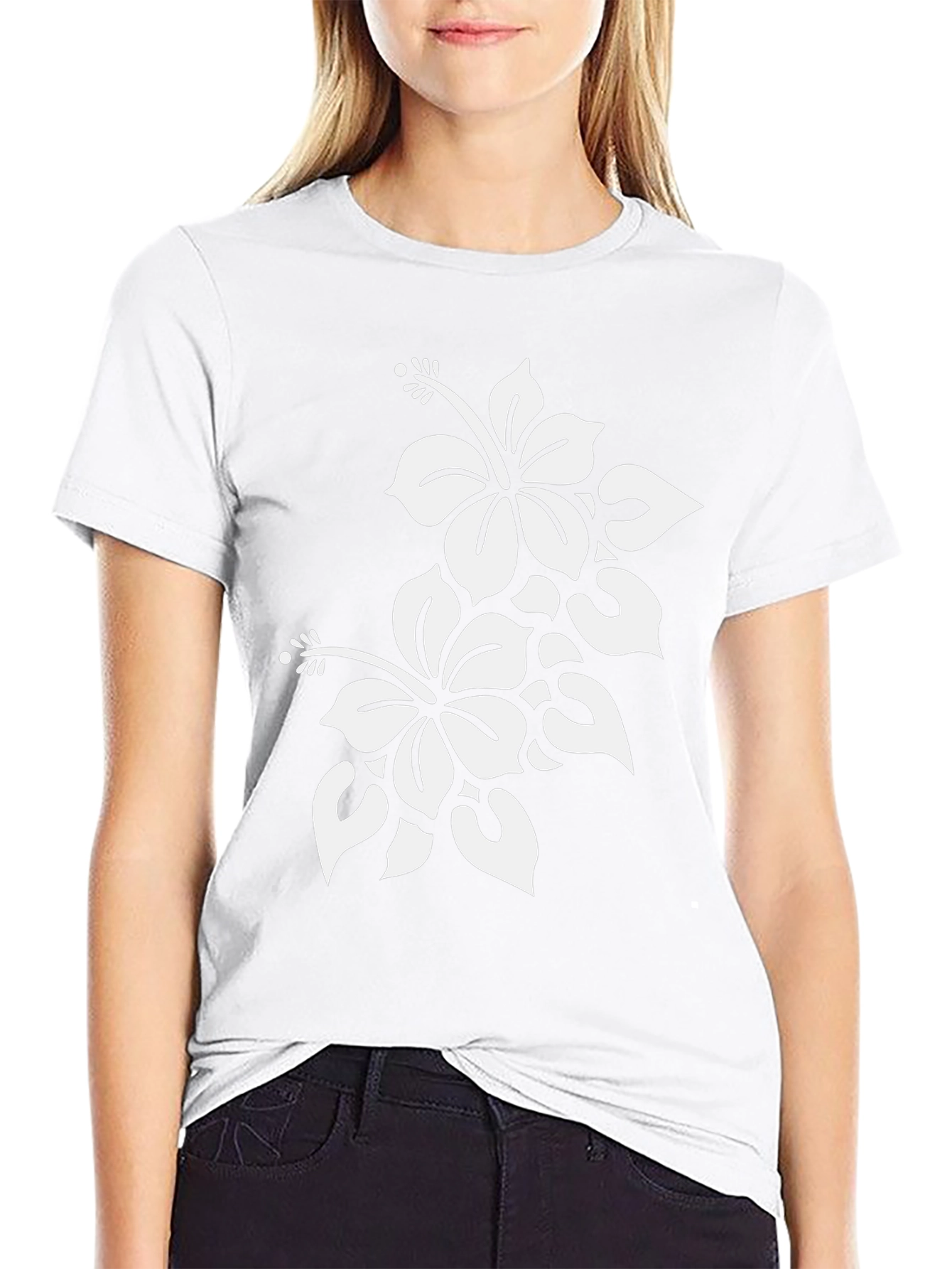 Black Floral Hibiscus T-Shirt