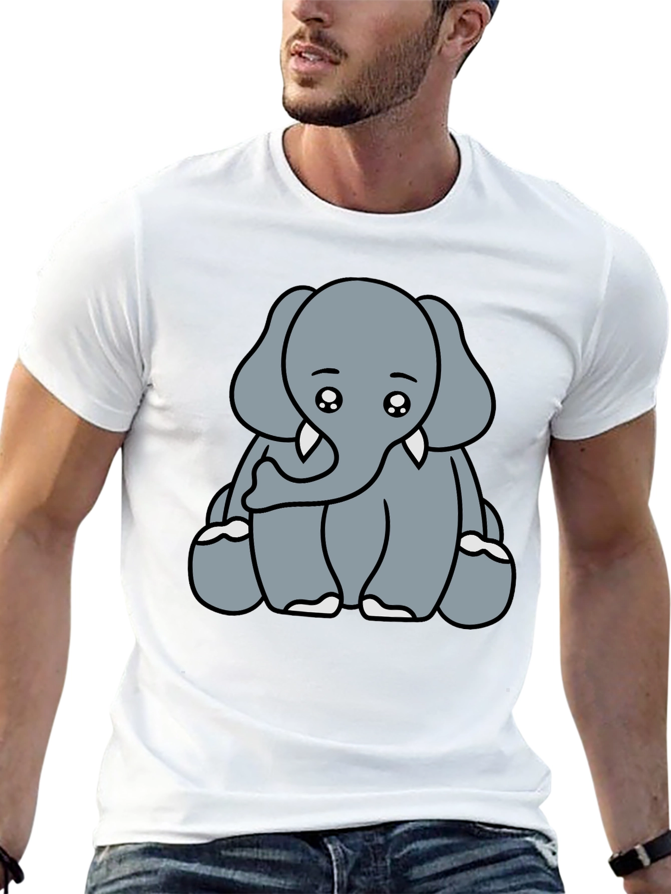 Cute Elephant Graphic Tee - Soft Cotton Blend