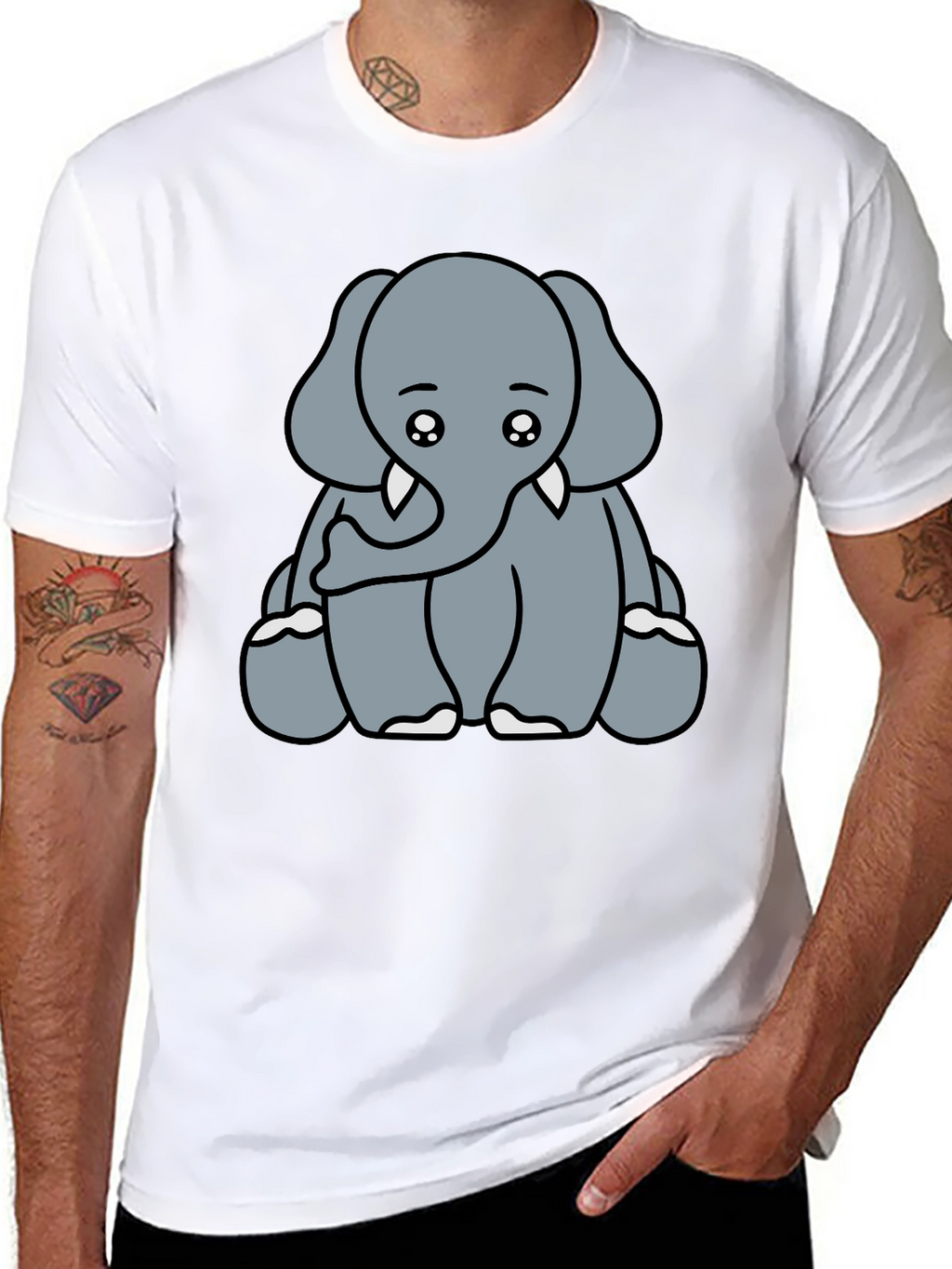 Cute Elephant Graphic Tee - Soft Cotton Blend