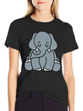 Cute Elephant Graphic Tee - Soft Cotton Blend