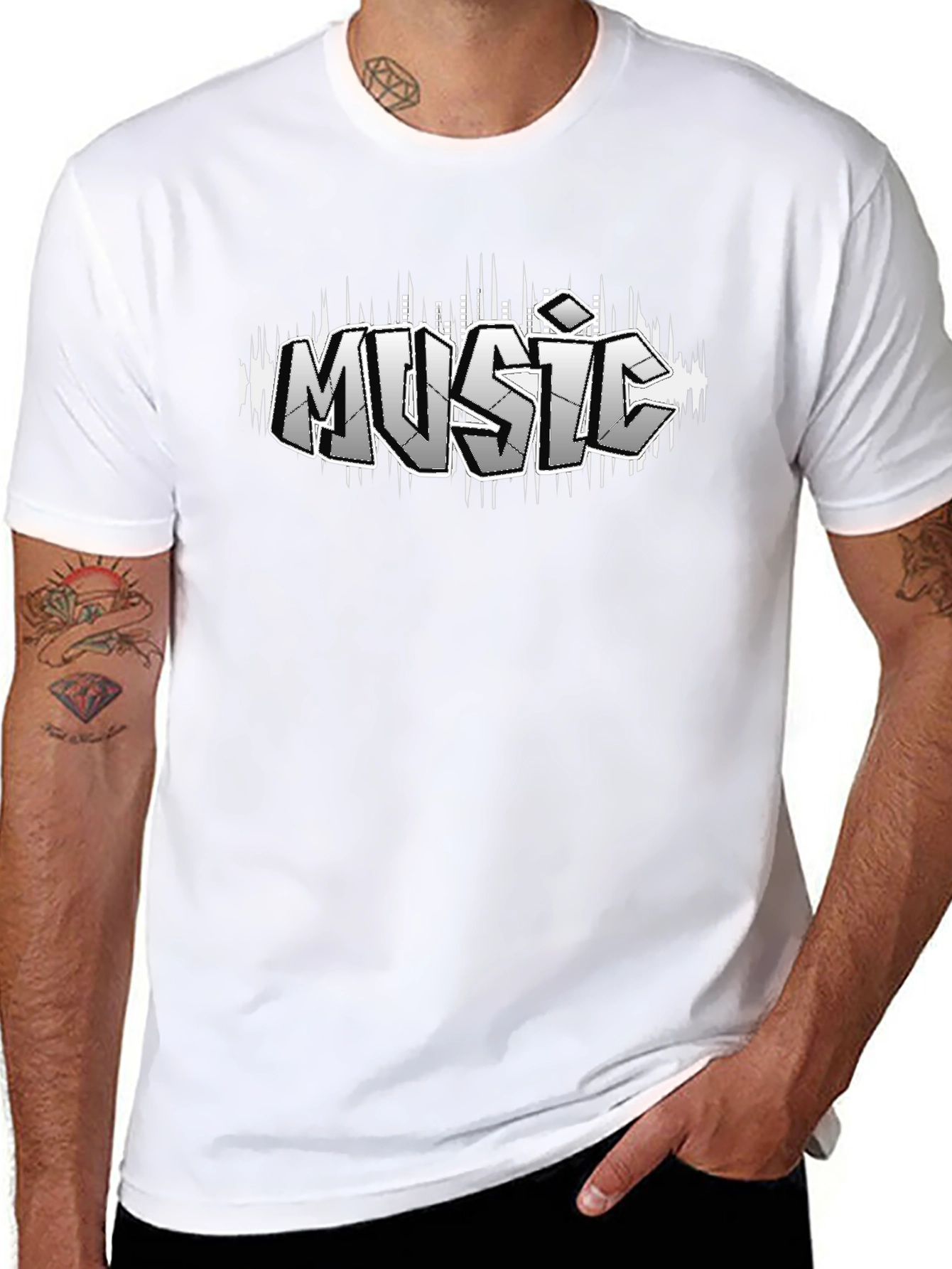Music Graffiti Style Black T-Shirt