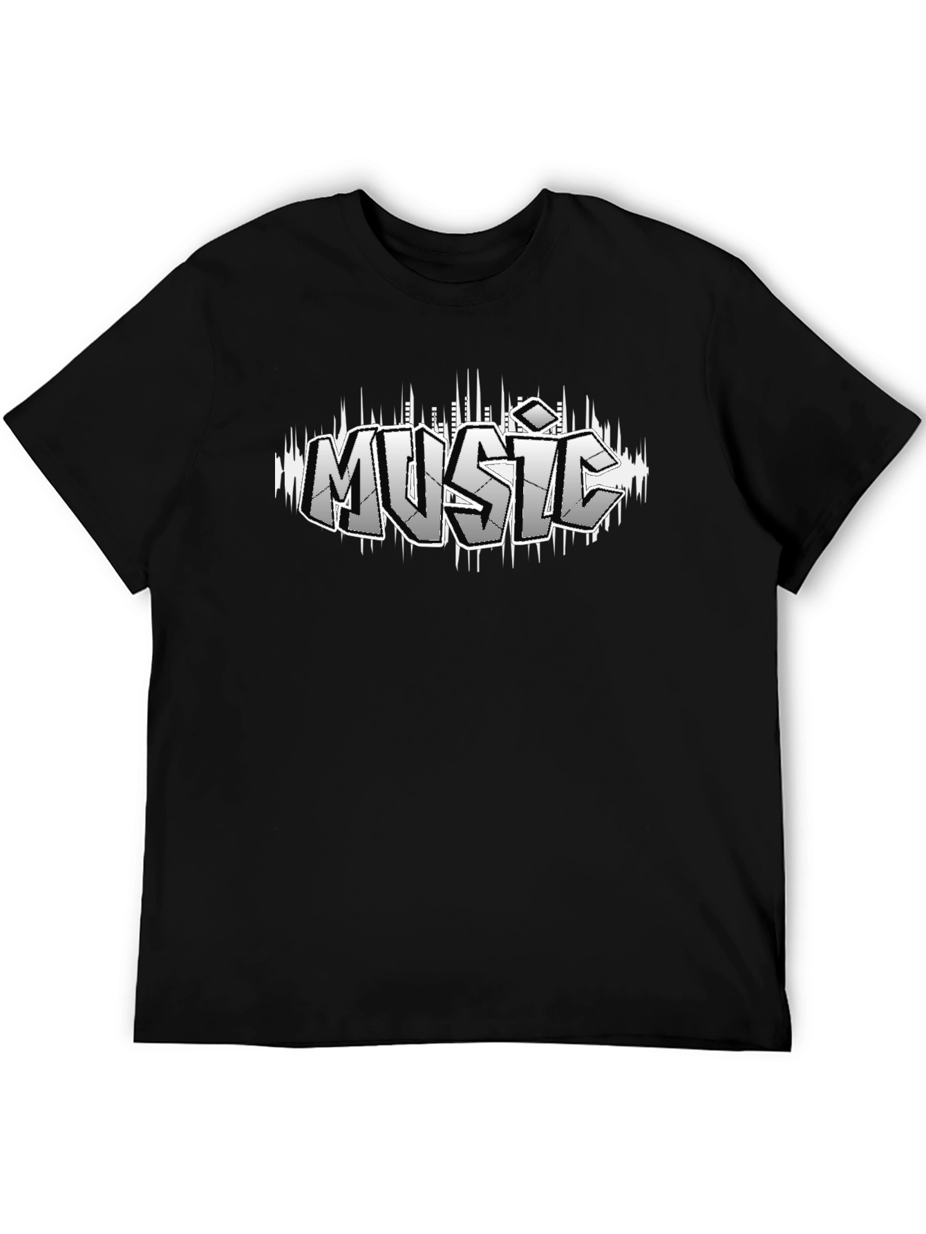 Music Graffiti Style Black T-Shirt