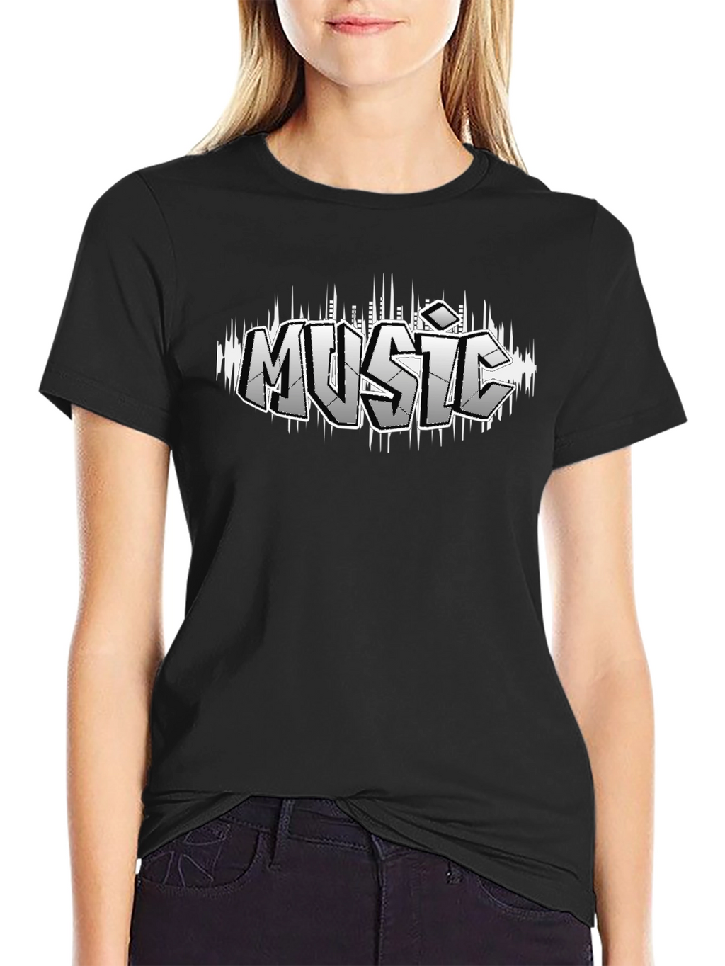 Music Graffiti Style Black T-Shirt