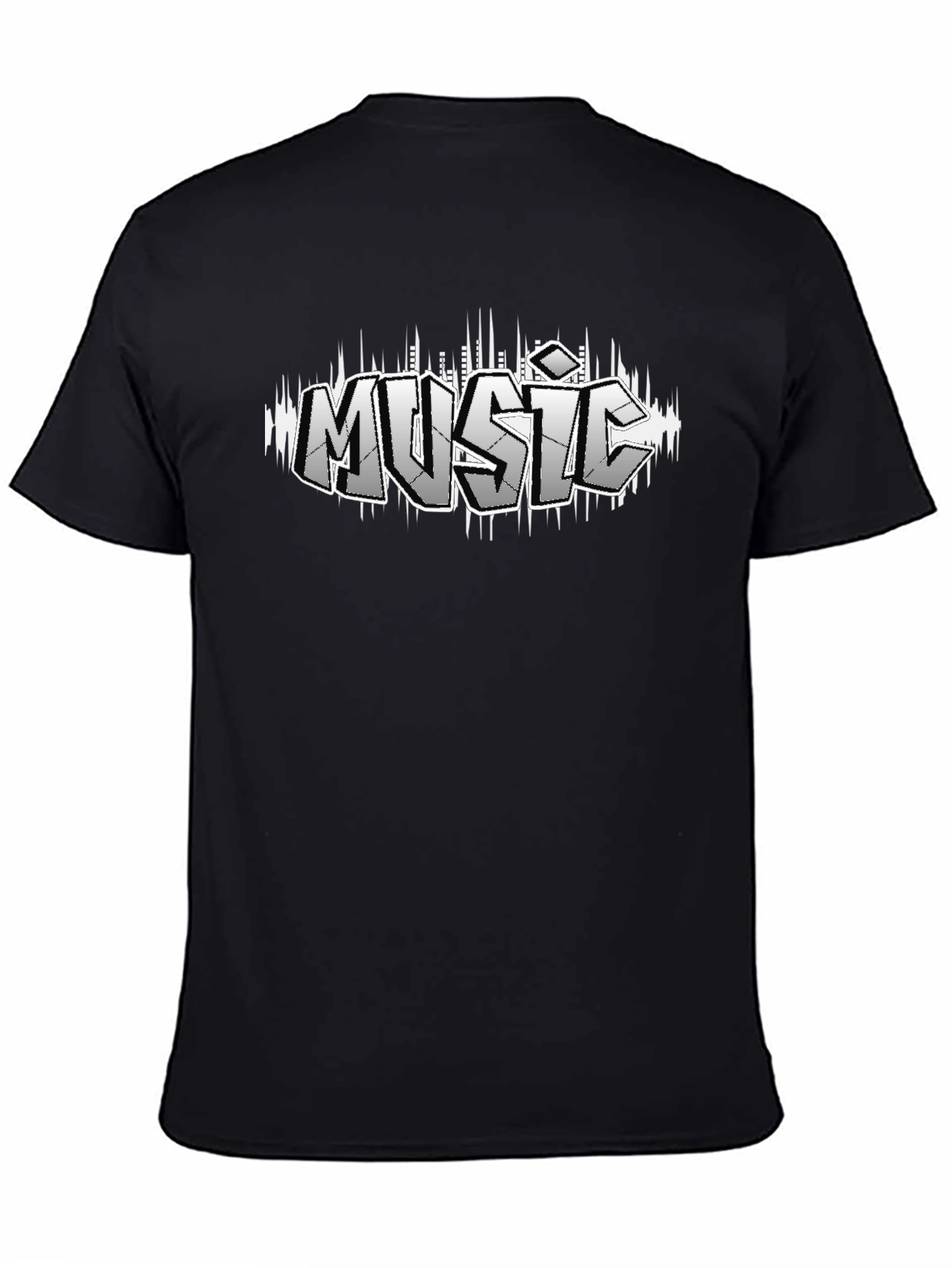 Music Graffiti Style Black T-Shirt