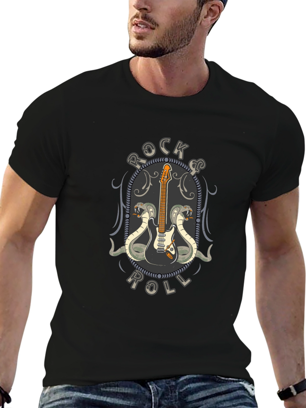 Rock & Roll Guitar Cobra Graphic T-Shirt