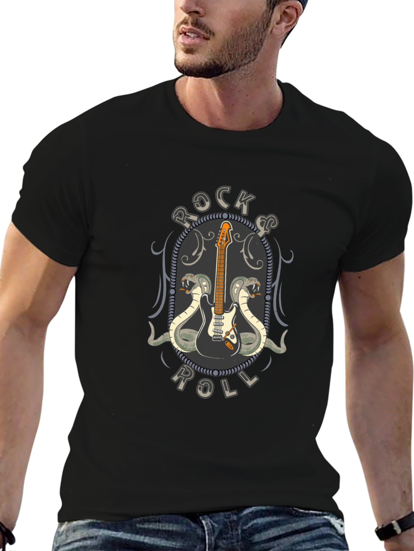 Rock & Roll Guitar Cobra Graphic T-Shirt