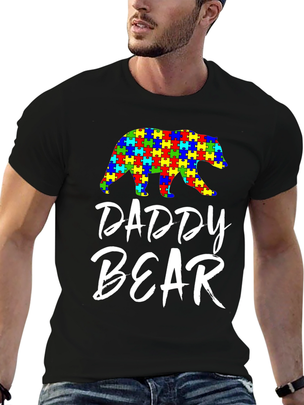 Daddy Bear Autism Awareness Puzzle T-Shirt