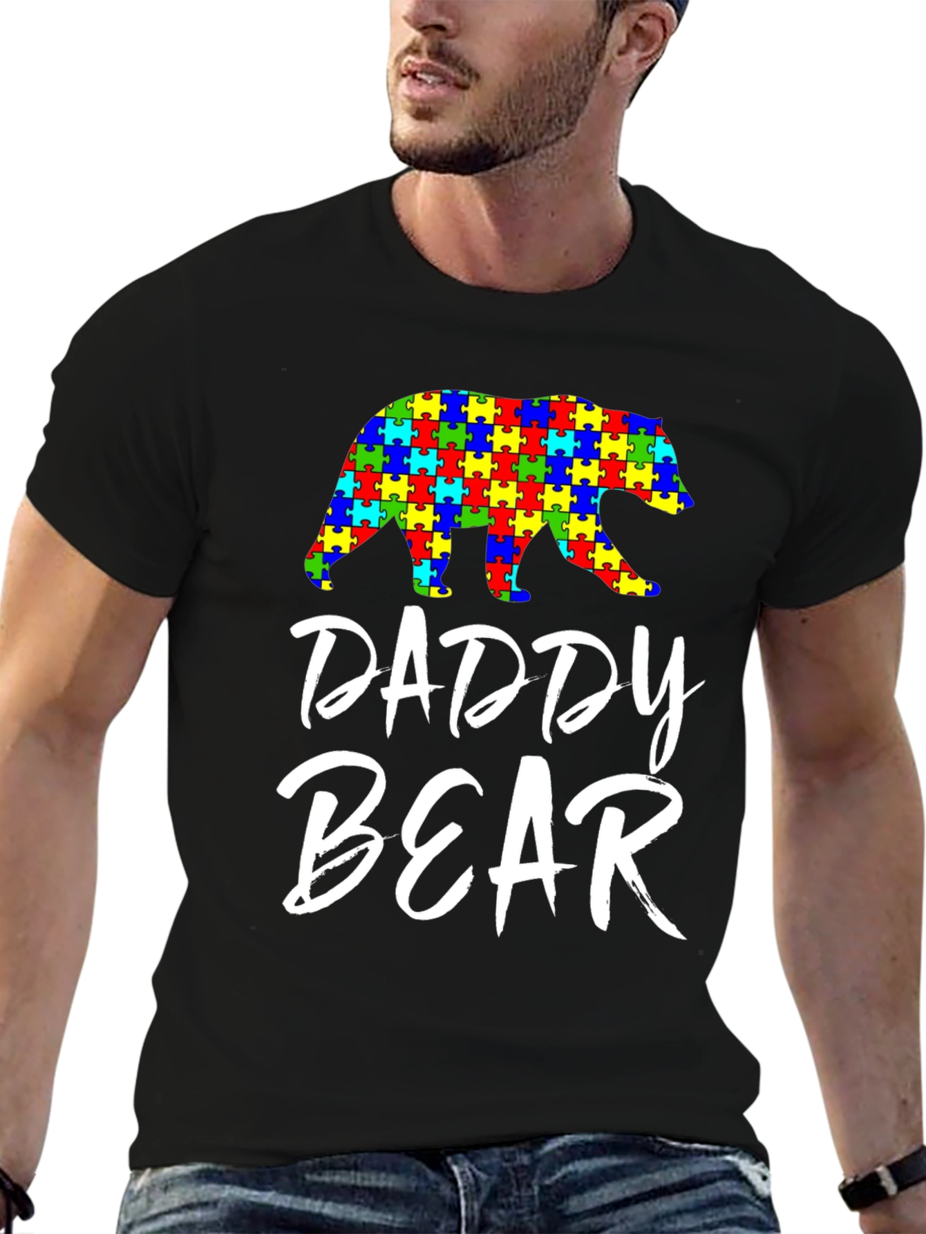 Daddy Bear Autism Awareness Puzzle T-Shirt