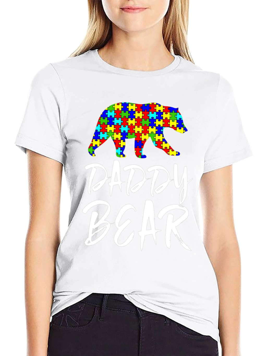 Daddy Bear Autism Awareness Puzzle T-Shirt