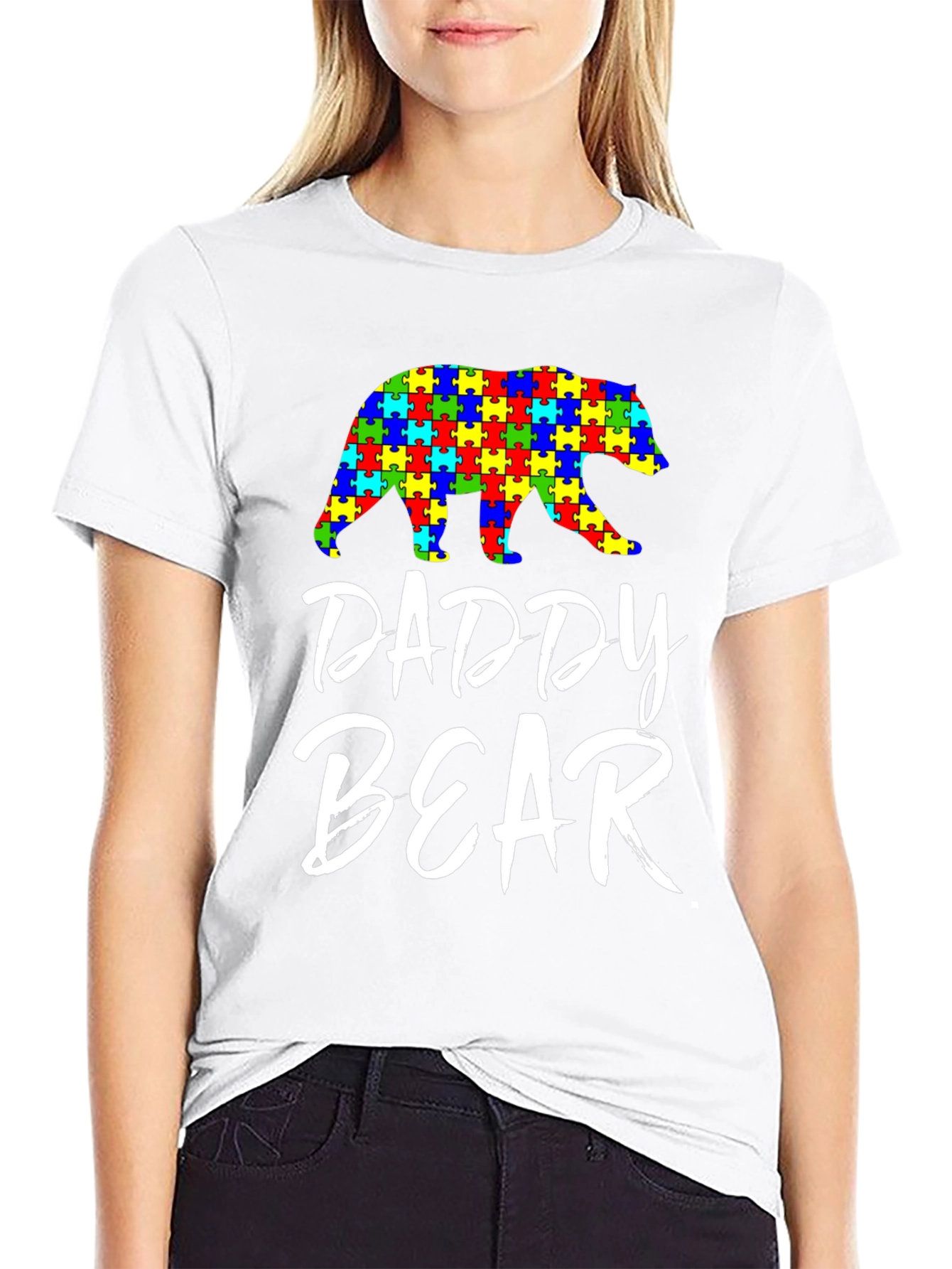 Daddy Bear Autism Awareness Puzzle T-Shirt