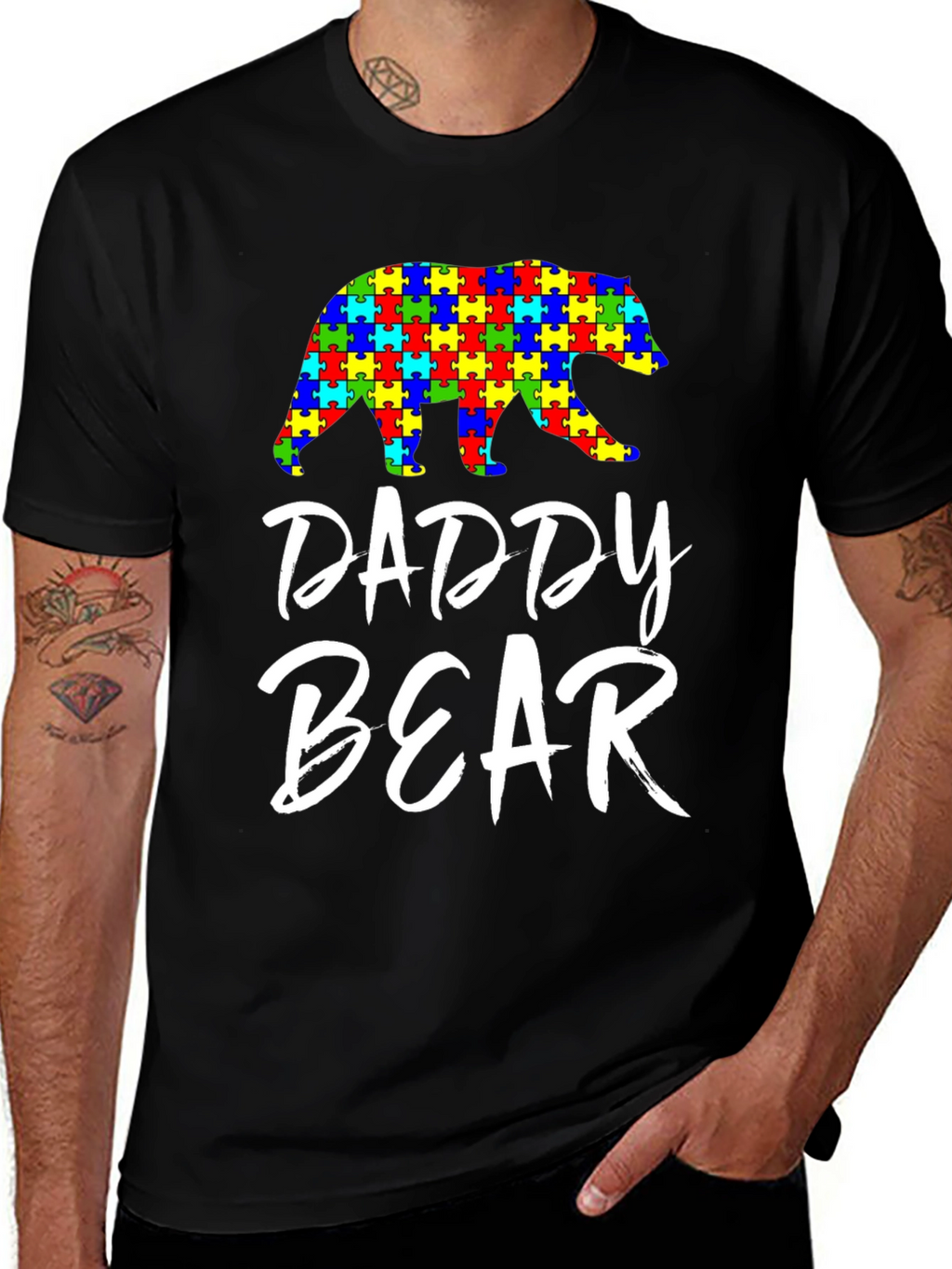 Daddy Bear Autism Awareness Puzzle T-Shirt