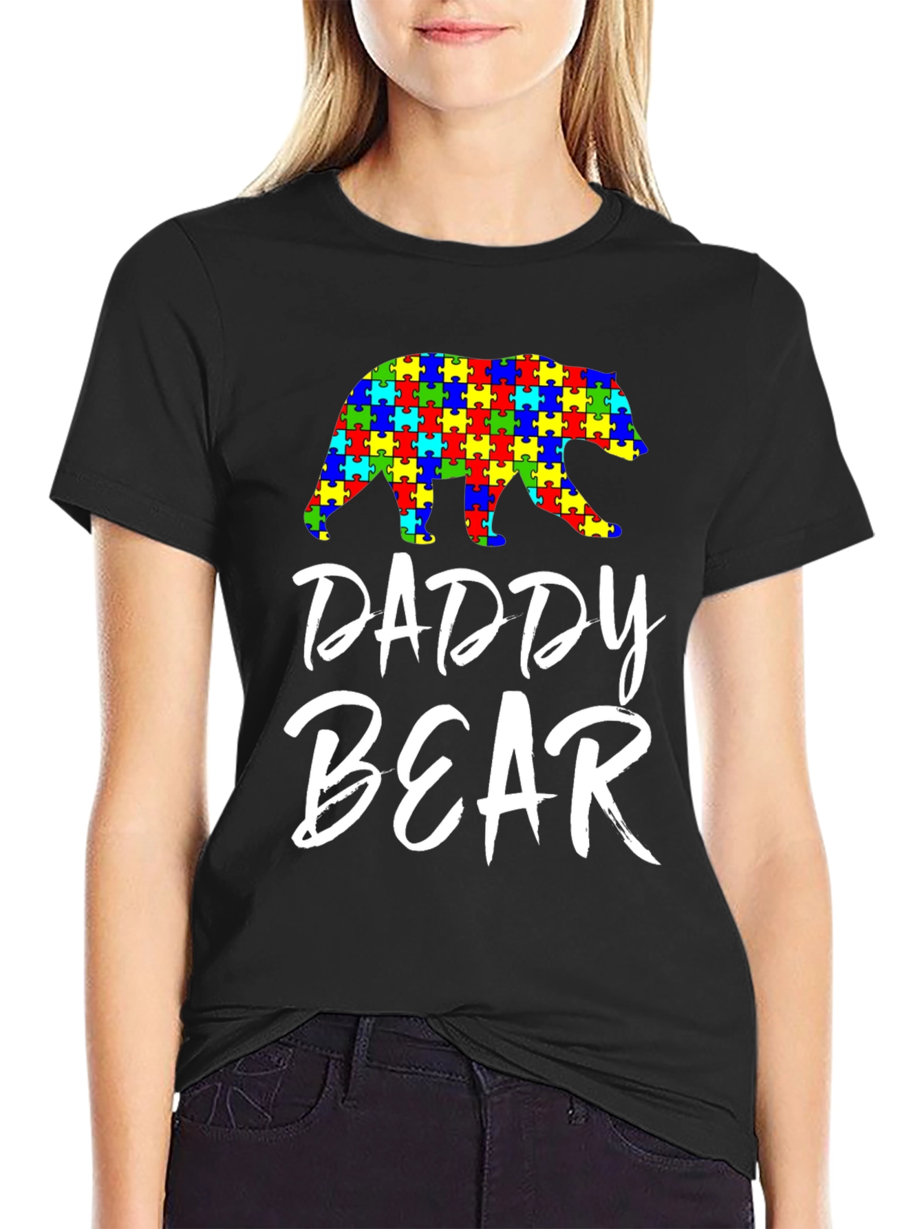 Daddy Bear Autism Awareness Puzzle T-Shirt
