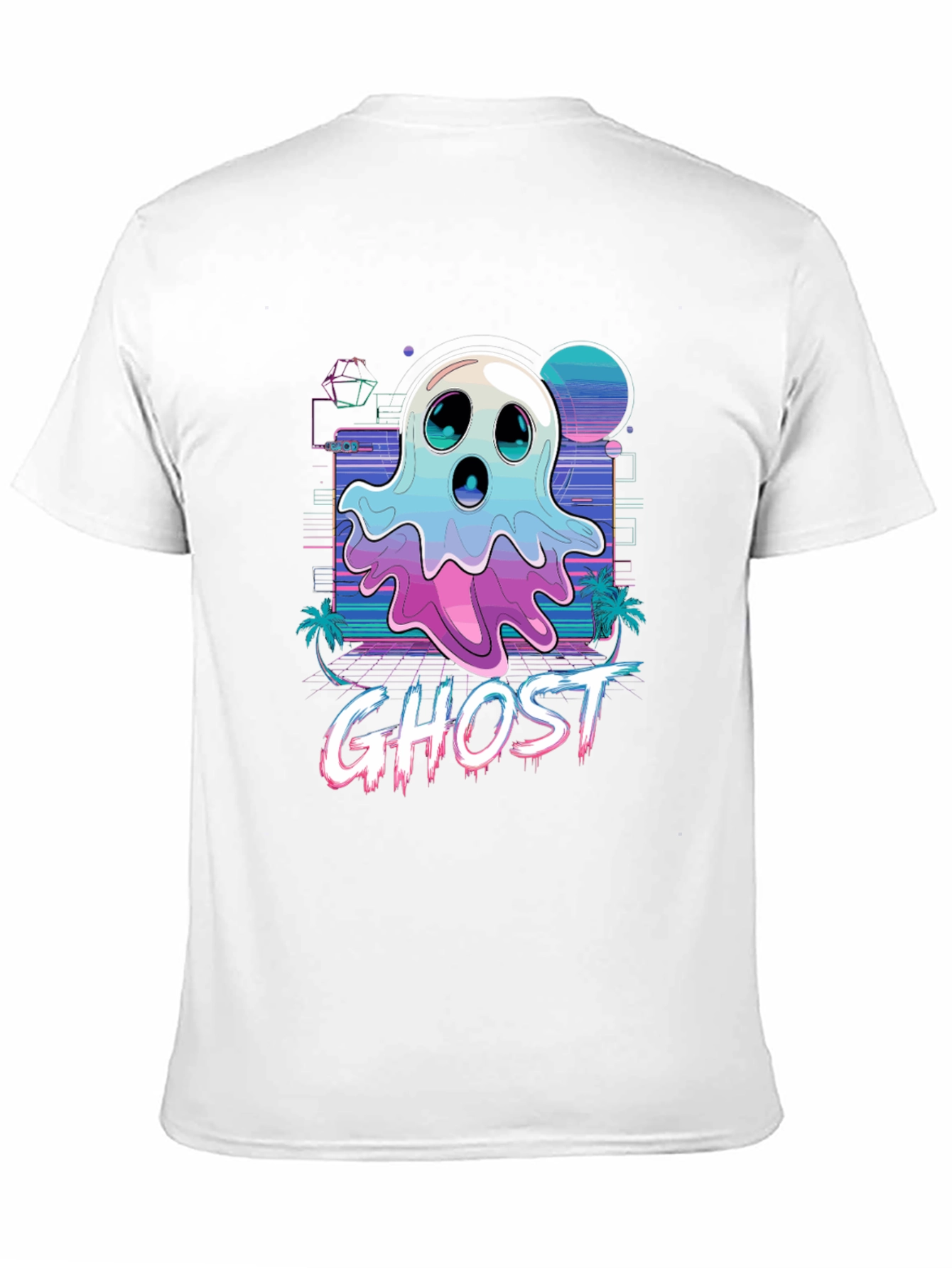 Retro Wave Ghost T-Shirt - Spooky Aesthetic Tee