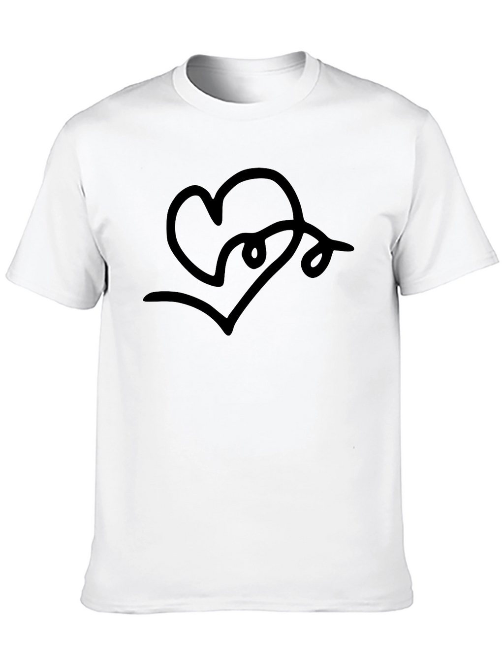 Heart Outline Graphic Black T-Shirt