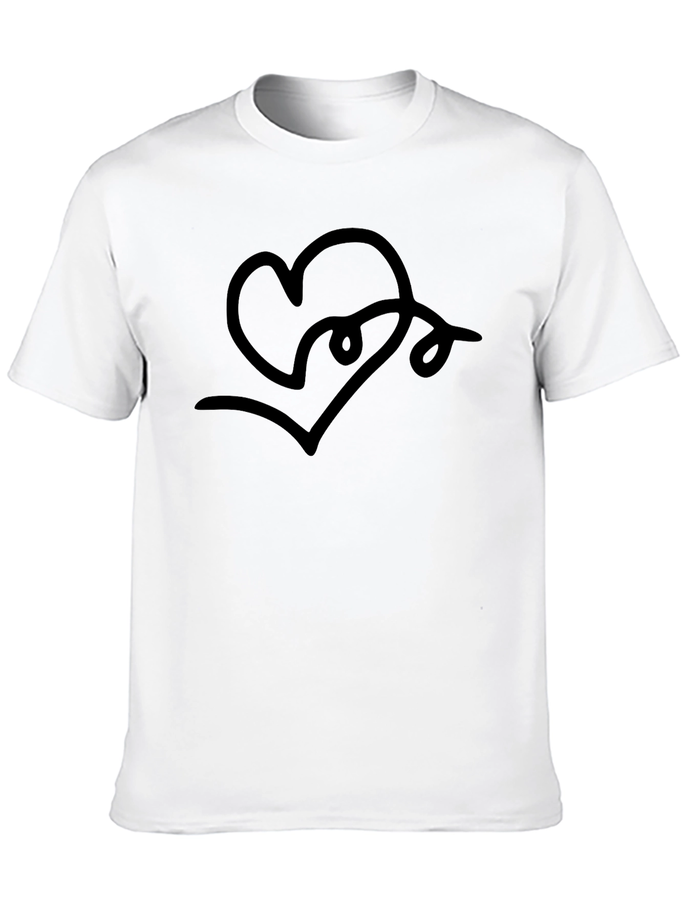Heart Outline Graphic Black T-Shirt