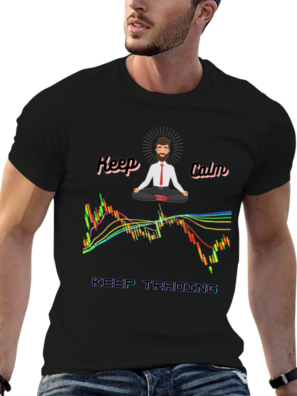Keep Calm Trading T-Shirt - Black Cotton Blend