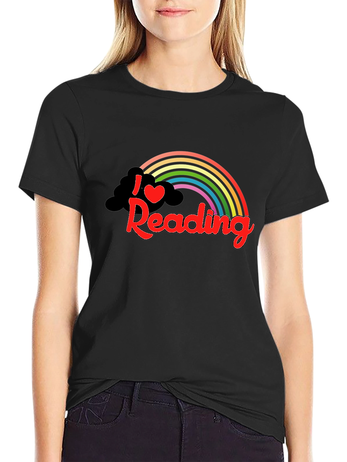 I Love Reading Rainbow Graphic Tee - Black