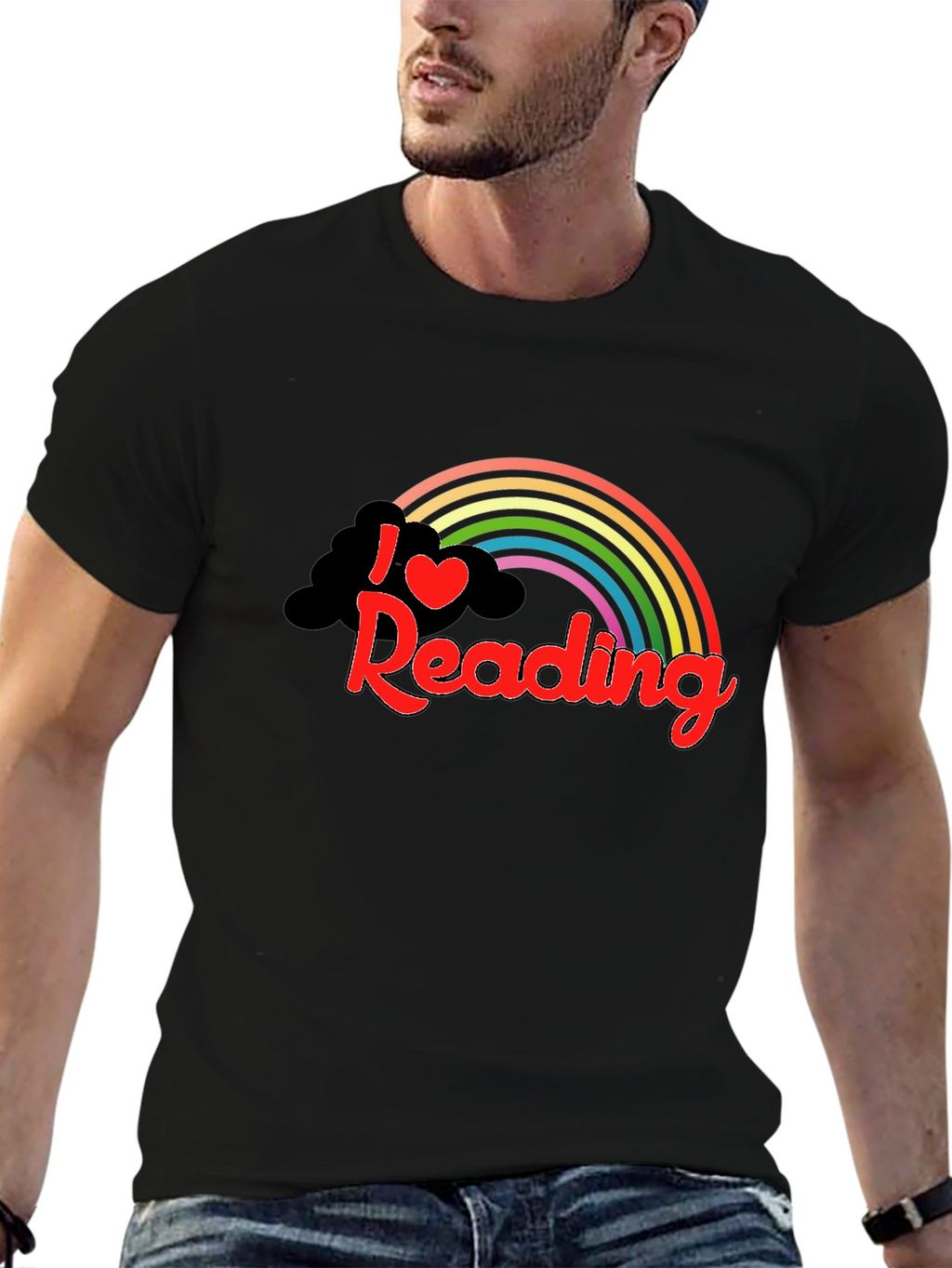 I Love Reading Rainbow Graphic Tee - Black