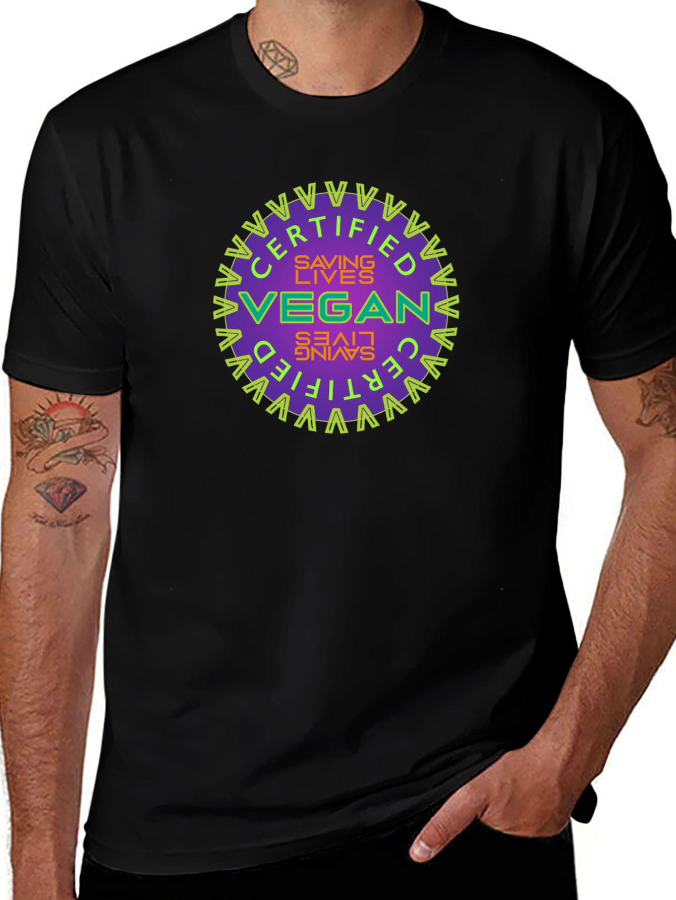 Certified Vegan Saving Lives Graphic T-Shirt