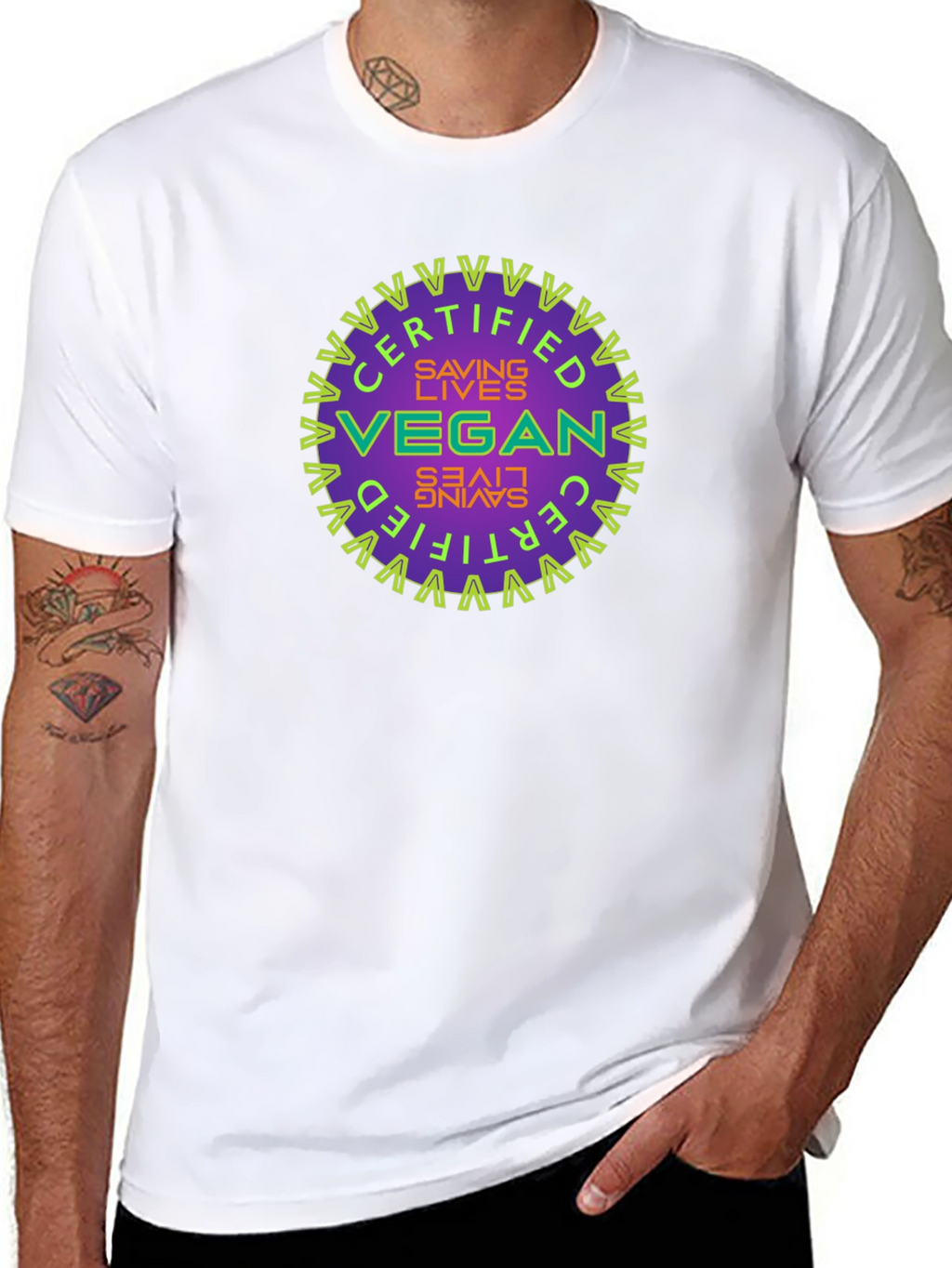 Certified Vegan Saving Lives Graphic T-Shirt