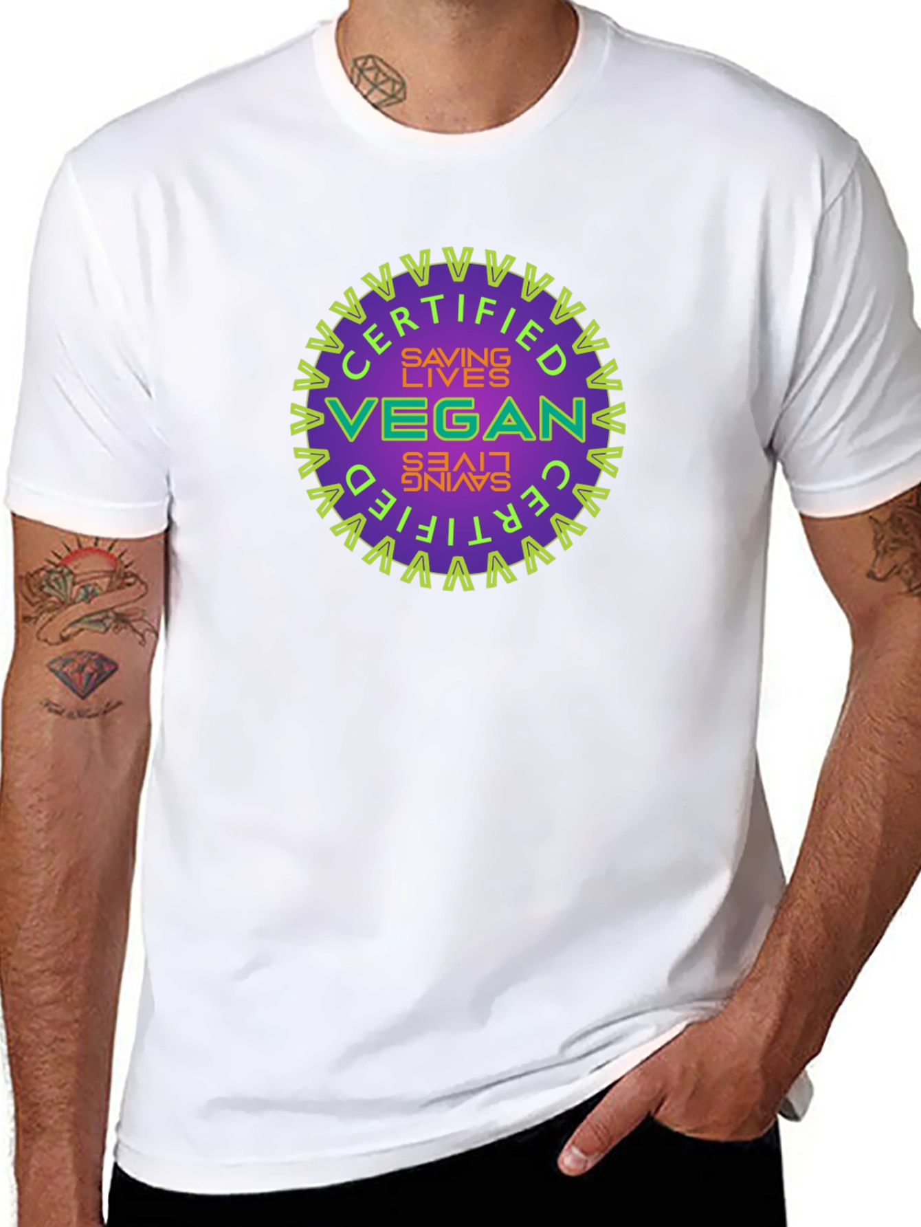 Certified Vegan Saving Lives Graphic T-Shirt